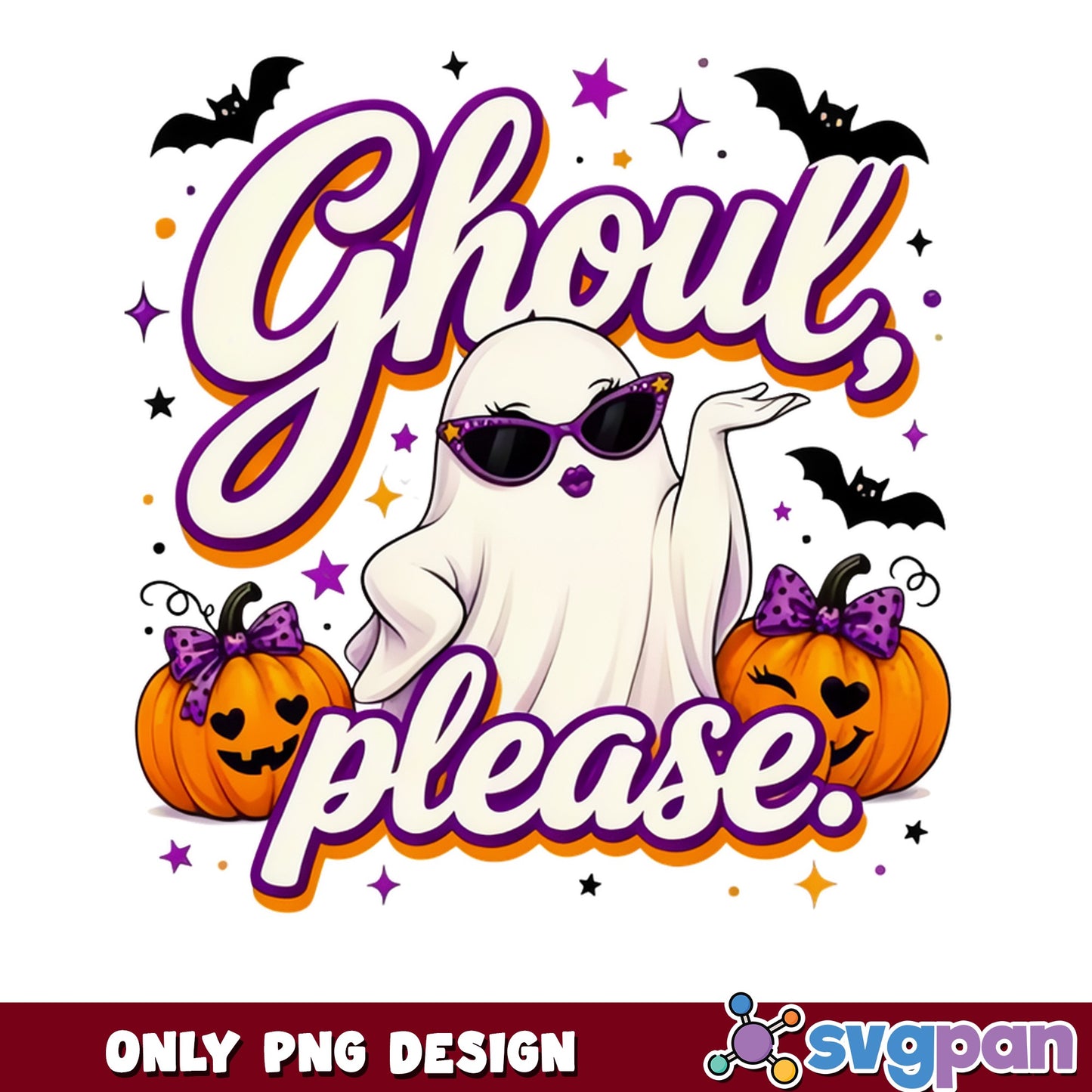 Ghoul Please Halloween PNG, Cute Ghost Pumpkin PNG, Spooky PNG