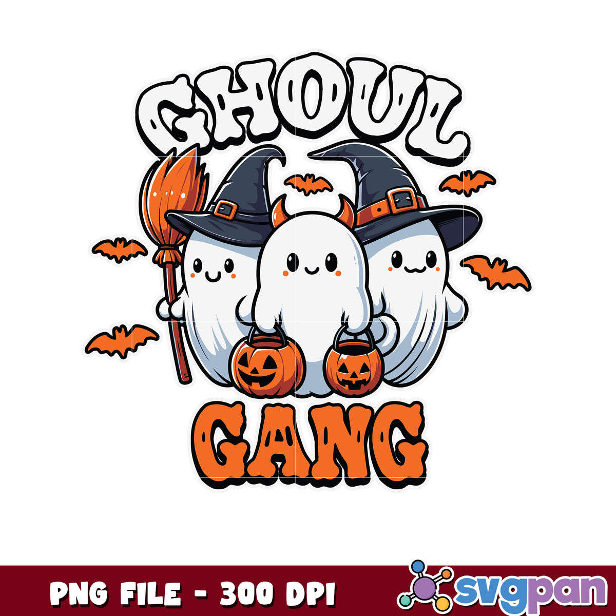 Ghoul gang halloween png, trick or treat png, spooky halloween png