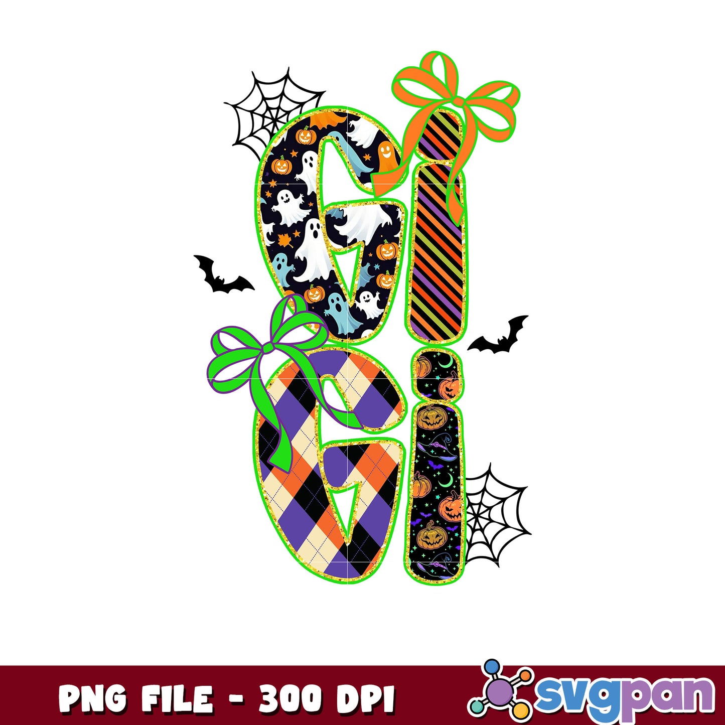 Gigi halloween design png, halloween candy png, halloween design png