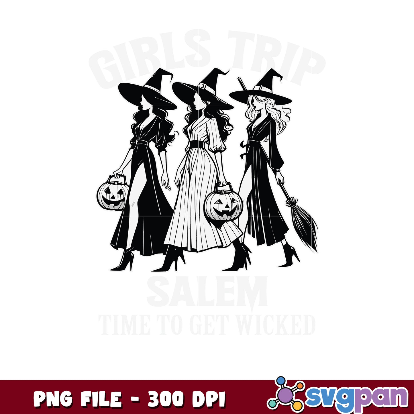 Girls trip salem png, spirit halloween png, spooky autumn png