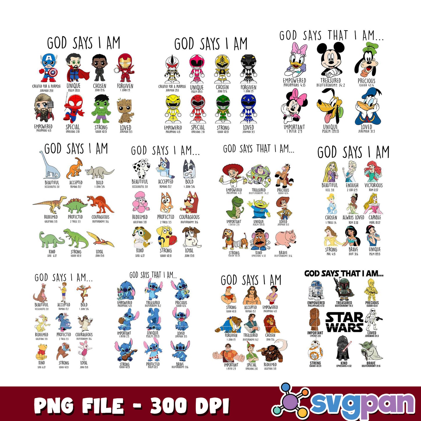 God Says I Am Bundle PNG 300 DPI
