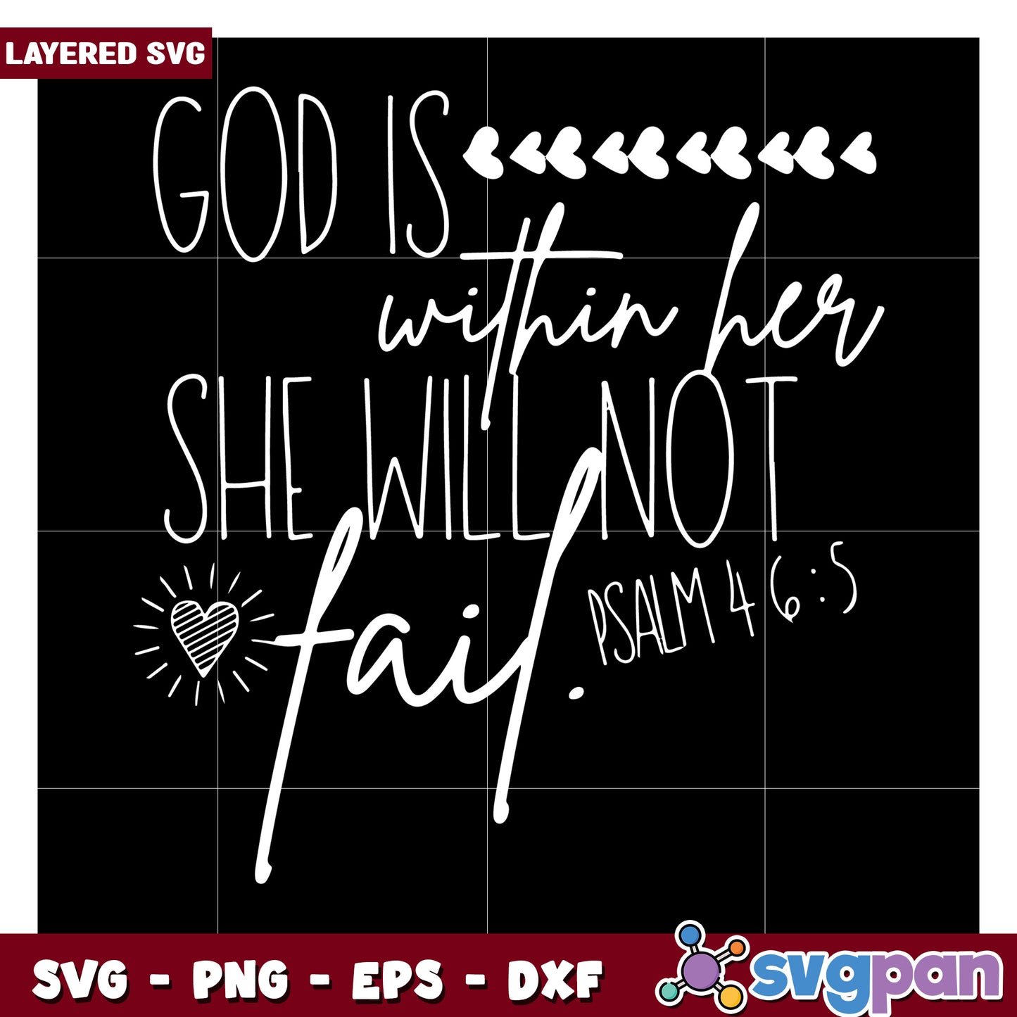God is Within Her Inspirational Quote SVG, She Will Not Fail Design