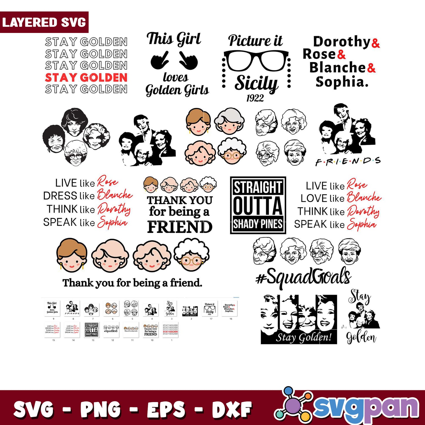 Golden Girls SVG Bundle Quotes & Images