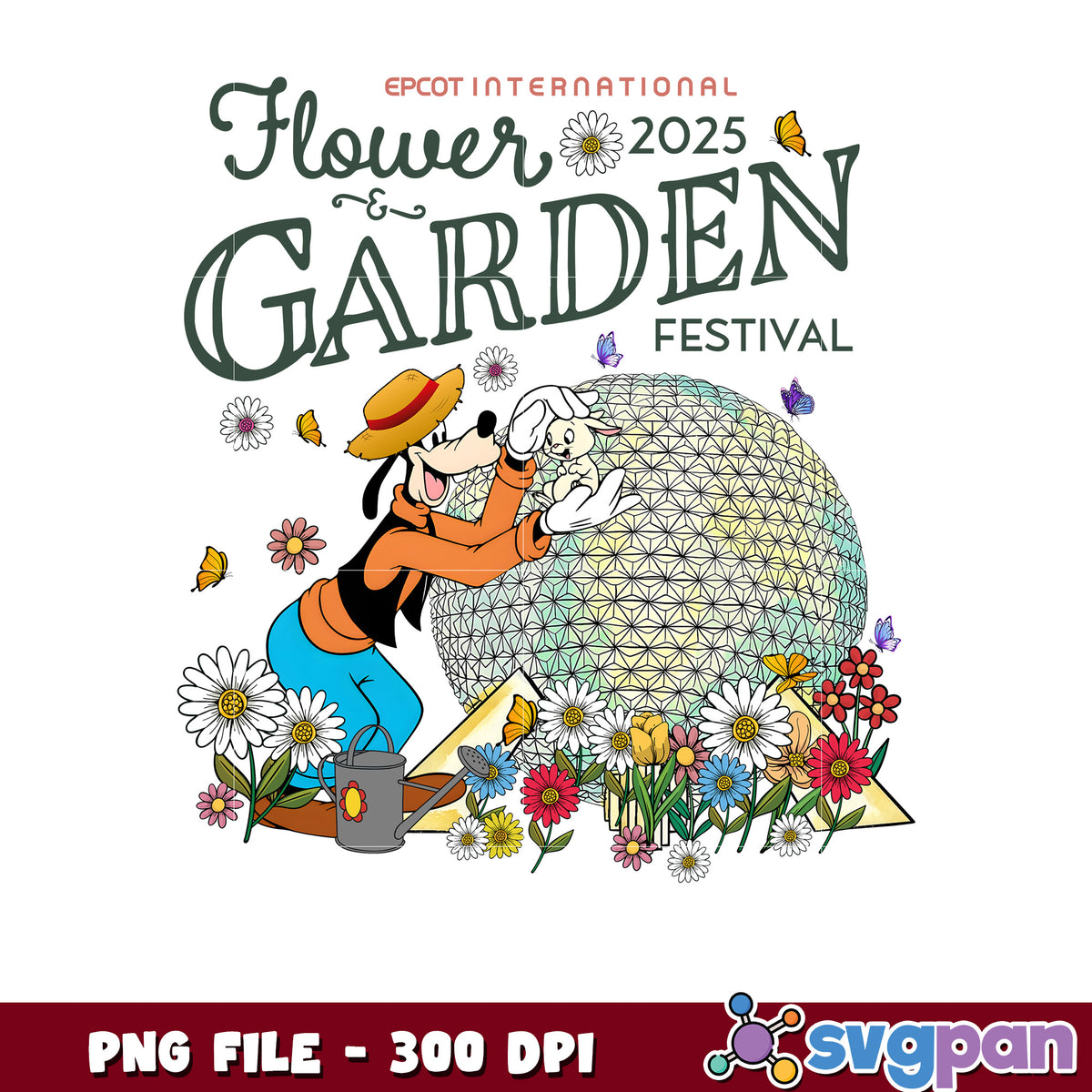 Goofy Epcot Flower Garden Festival 2025 PNG