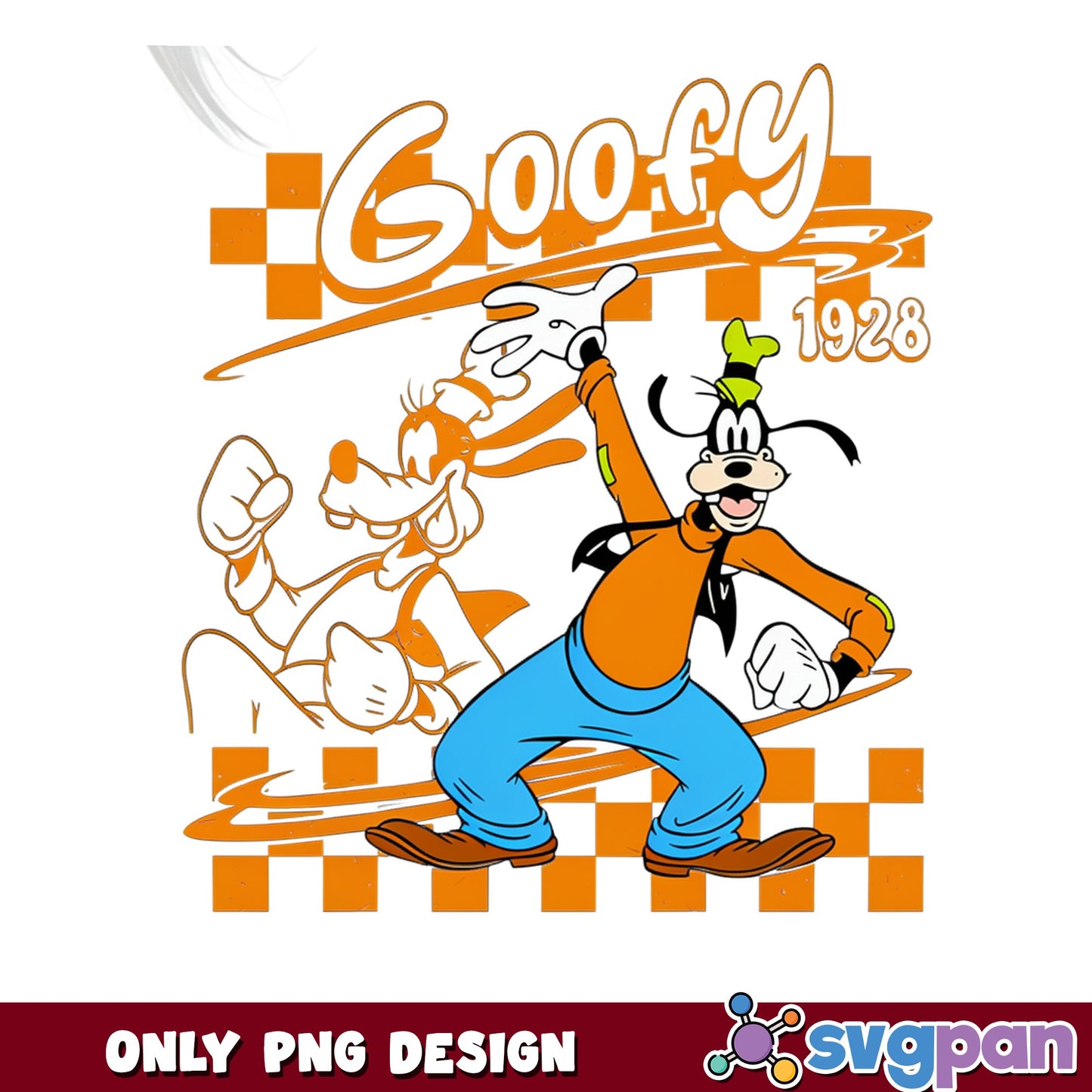 Goofy Disney 1928 Retro PNG, Disney Character PNG, Checkered PNG