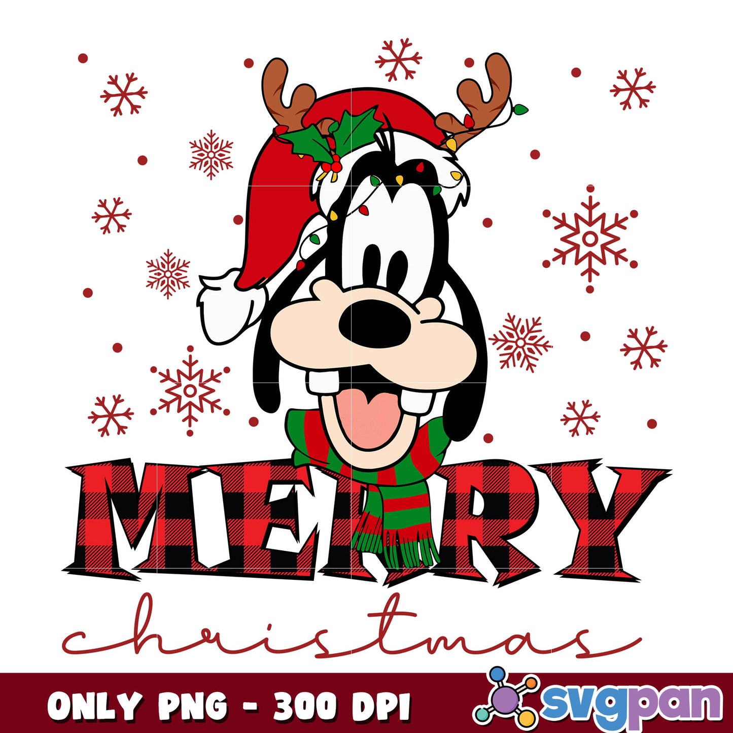 Goofy dog head merry christmas png