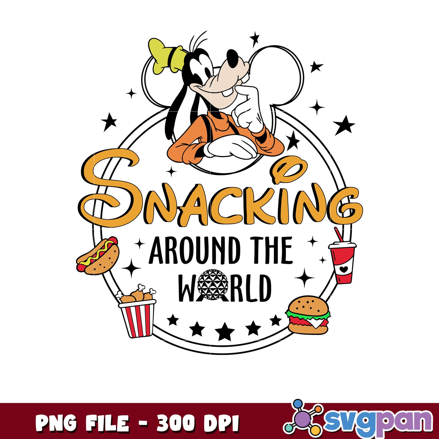 Goofy snacking around the world png, goofy food trip png, goofy eating tour png