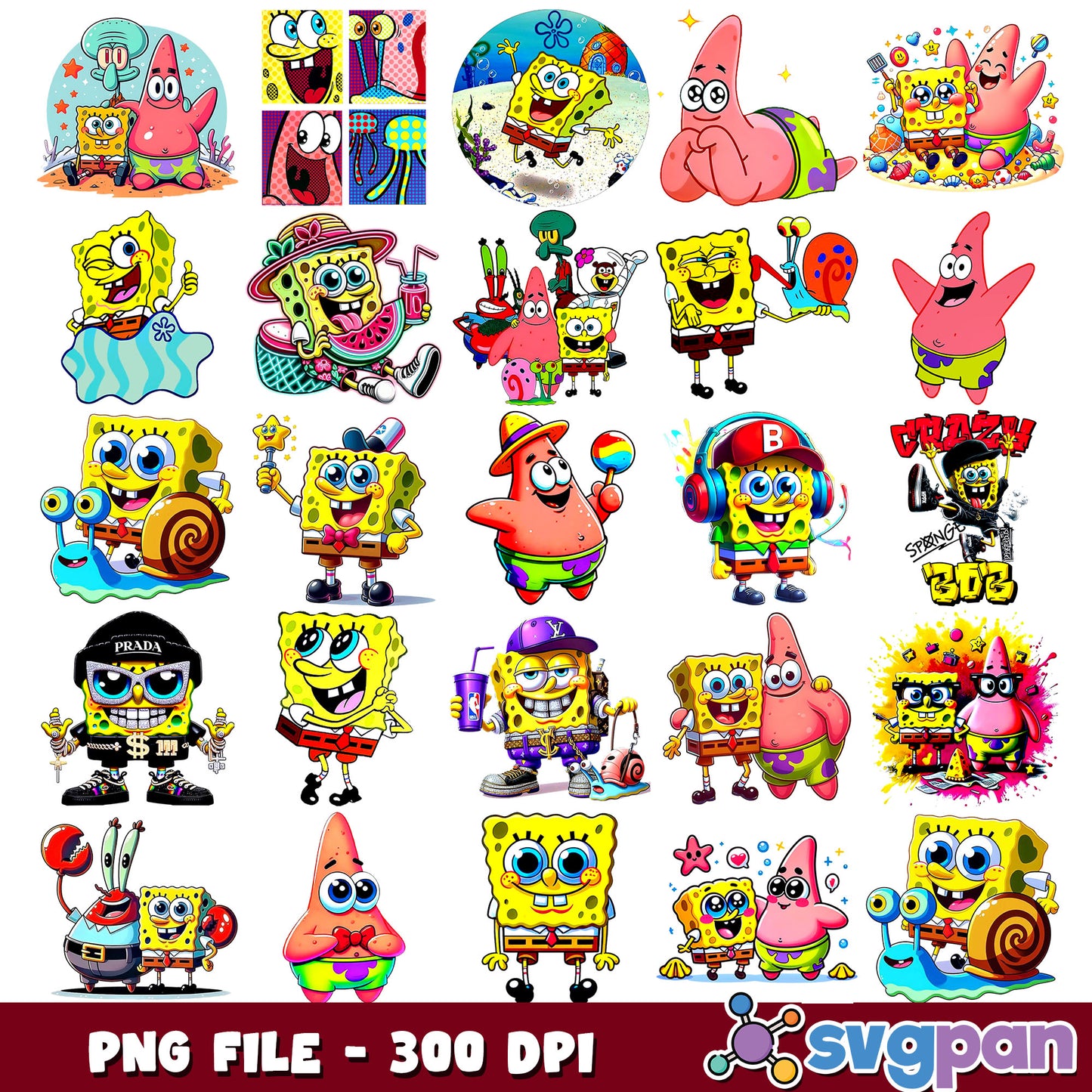 Goofy spongebob design png bundle