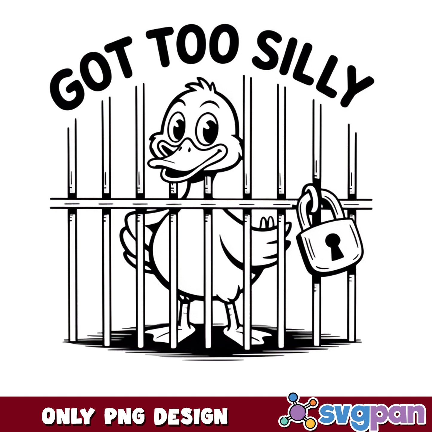 Got Too Silly Duck In Jail PNG, Funny Duck PNG, Humor PNG