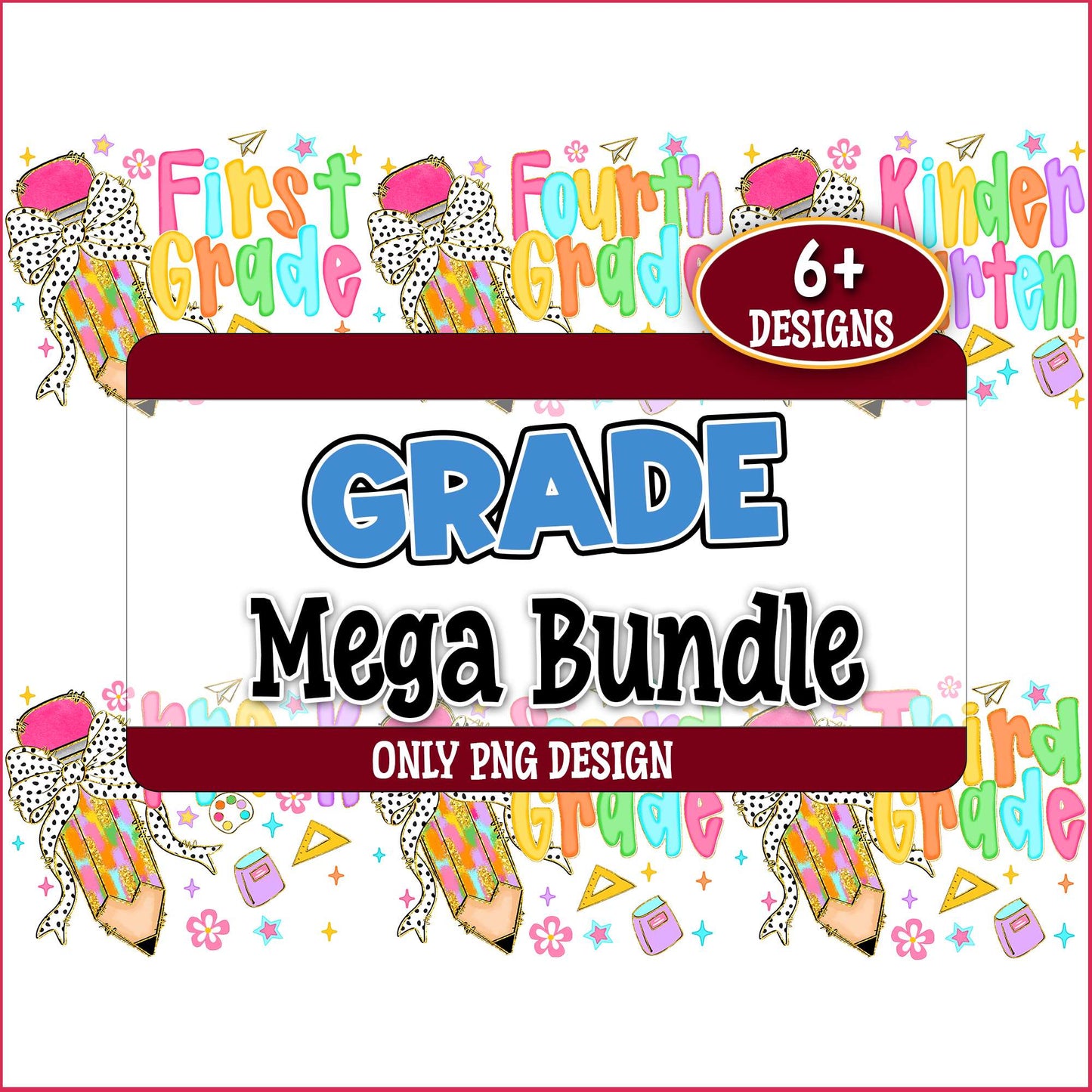 Grade pencil design png bundle