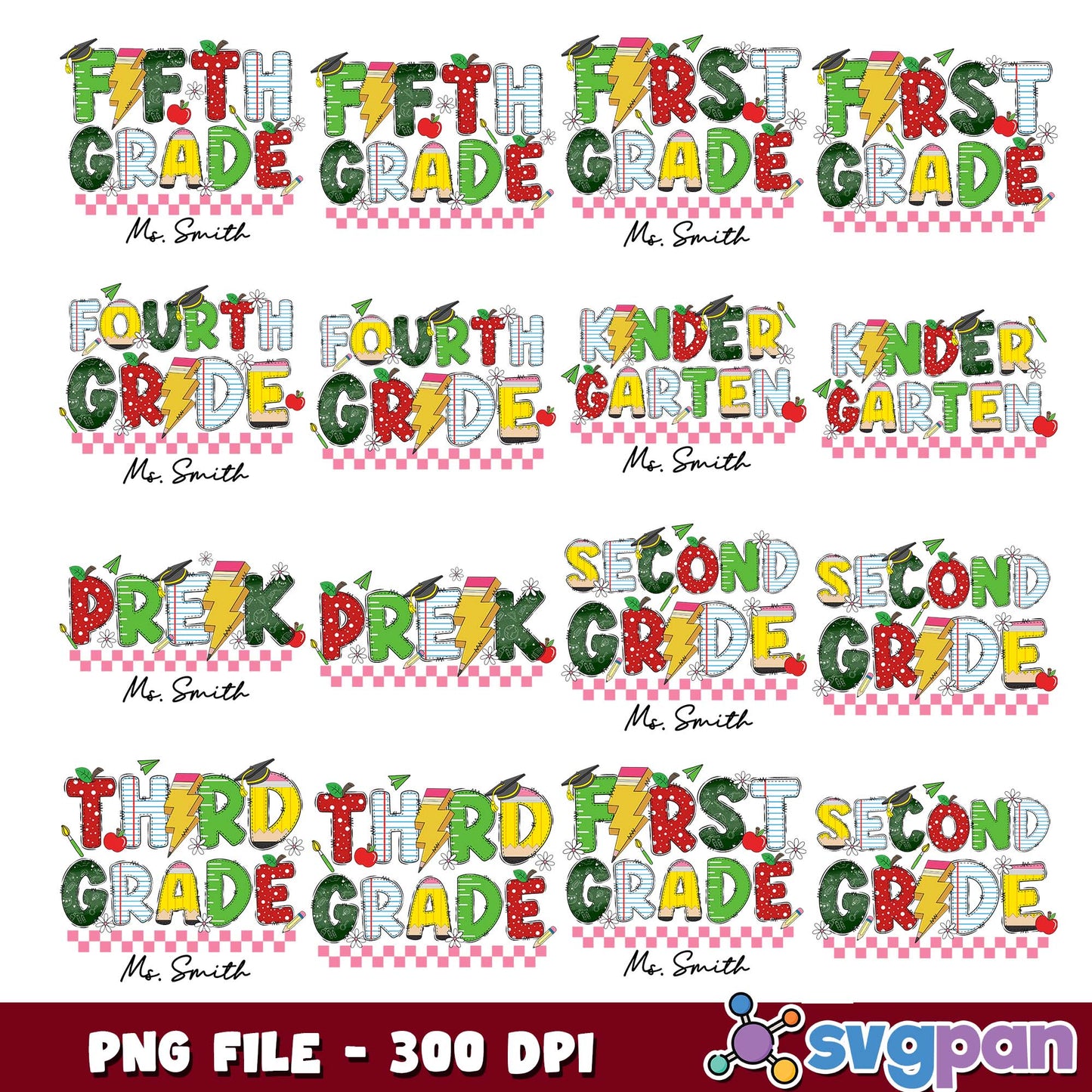 Grades ms smith design png bundle