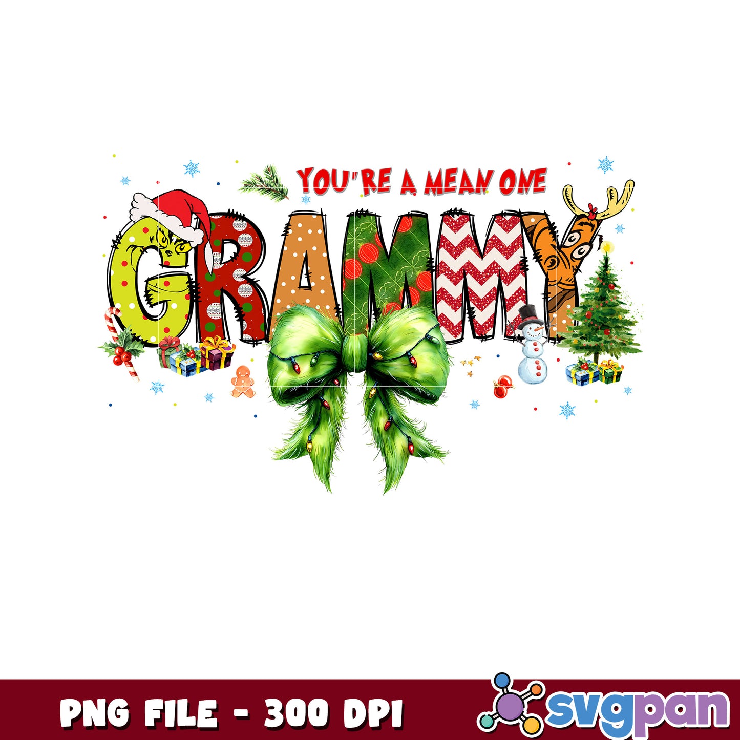 Grammy christmas png, happy grinch png, grinch cookies png