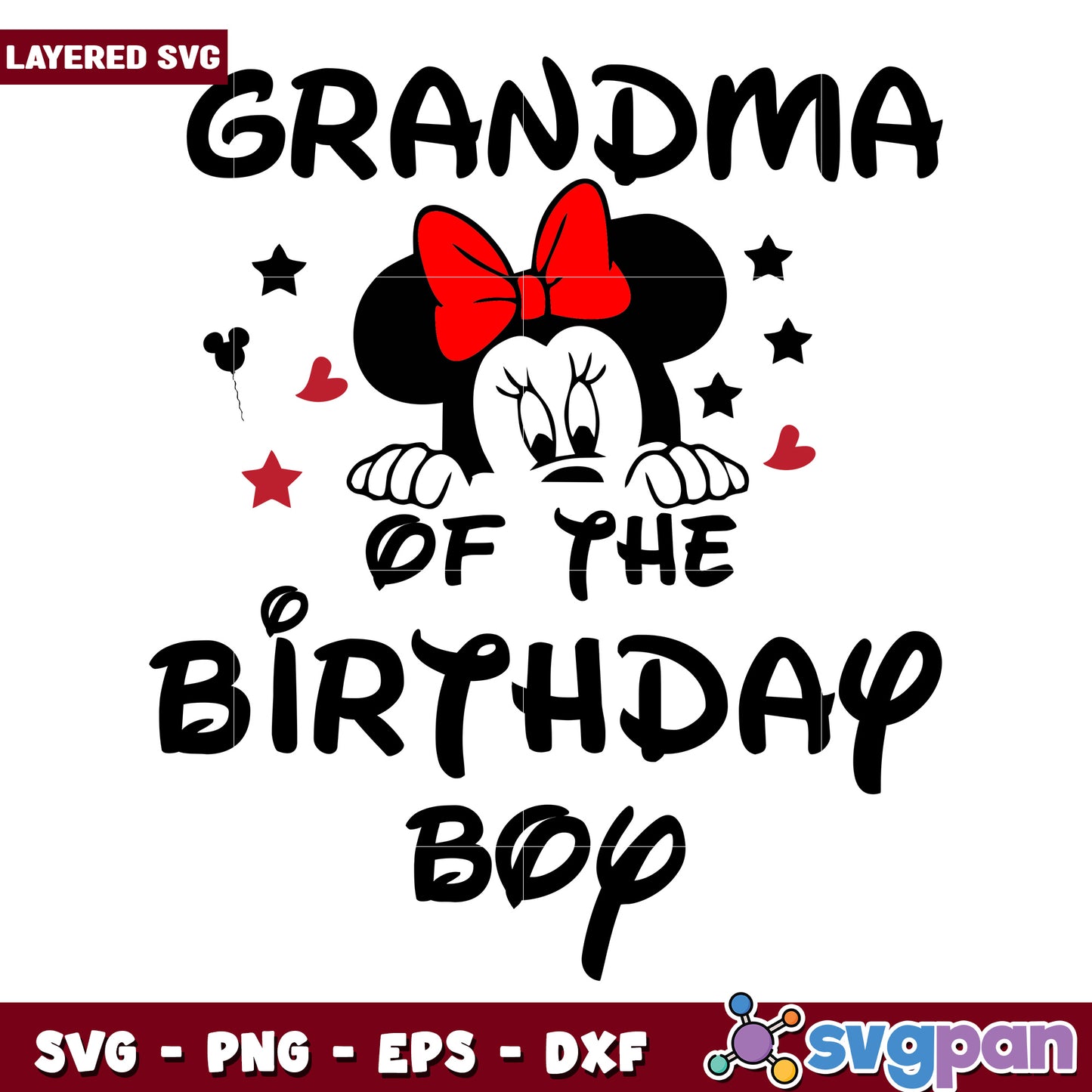 Grandma Minnie Birthday Boy SVG