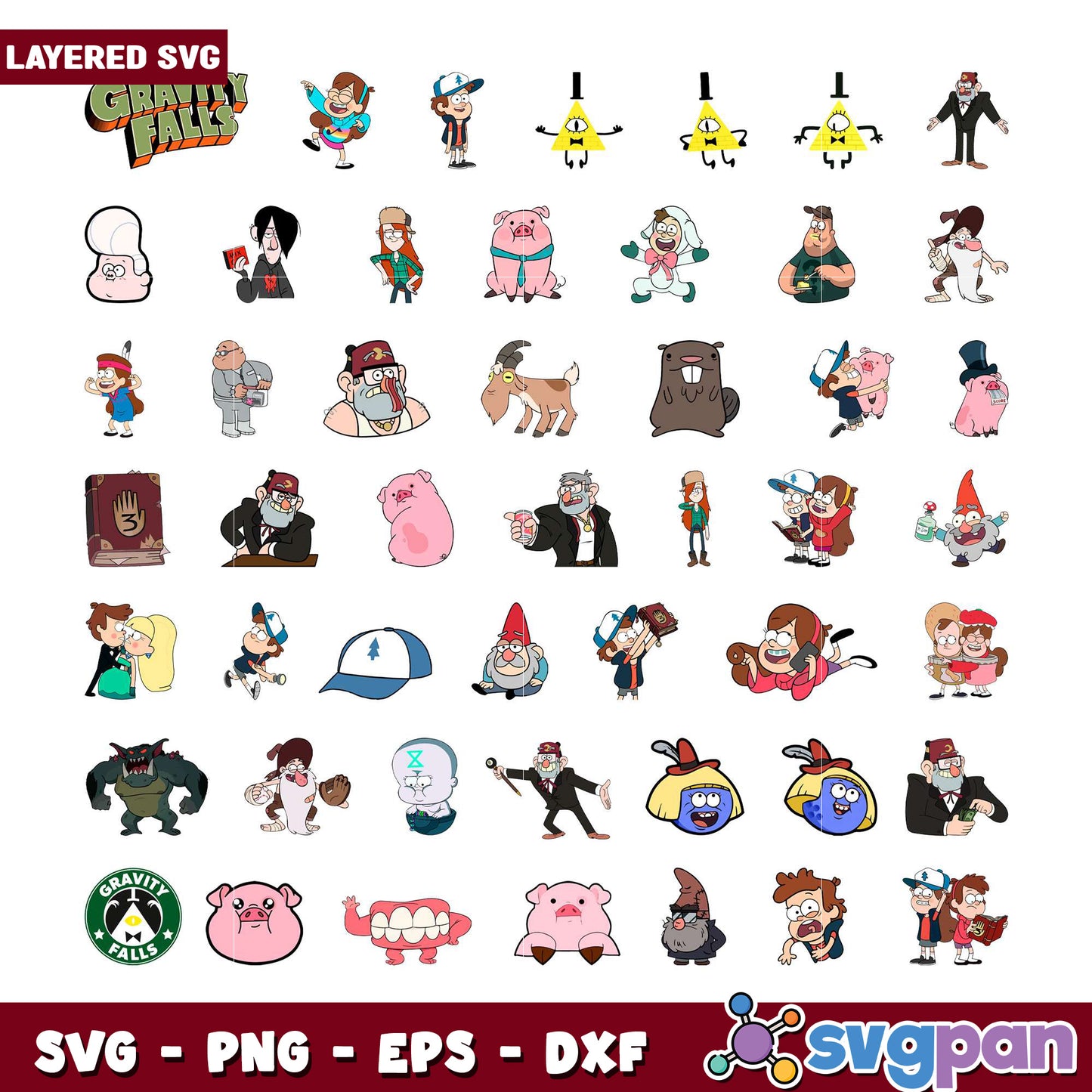 Gravity Falls SVG Bundle 30+ Layered Designs