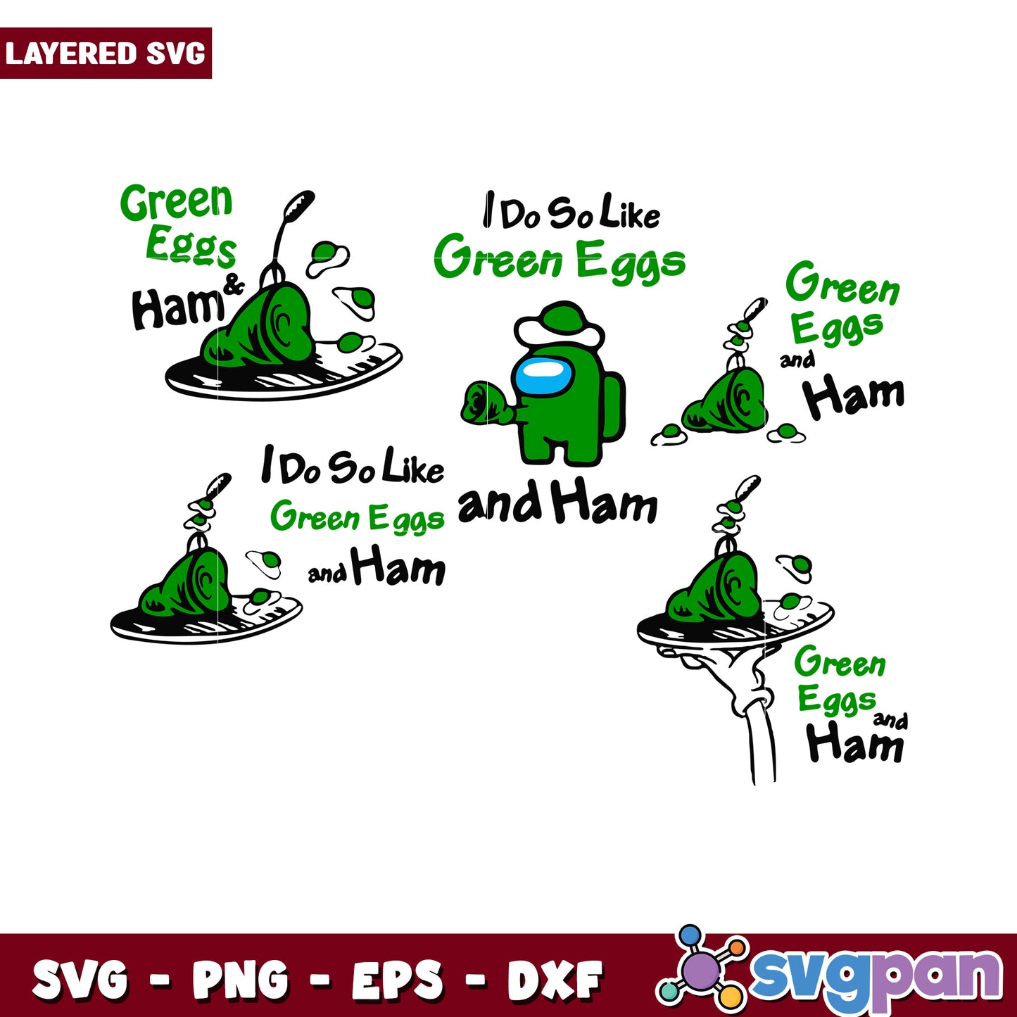 Green Eggs and Ham SVG design for fun projects, perfect for kids
