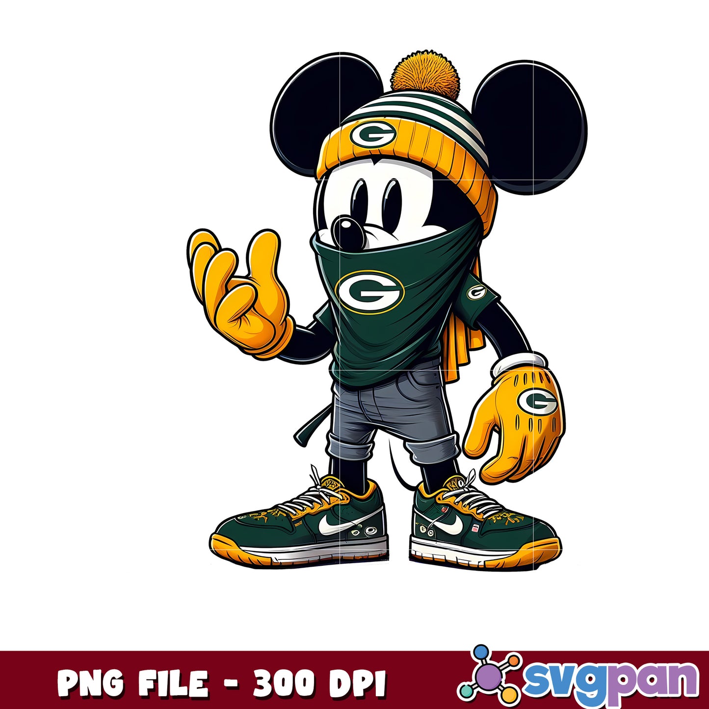 Green bay packers mickey mouse png, mickey mouse nfl png, nfl games png