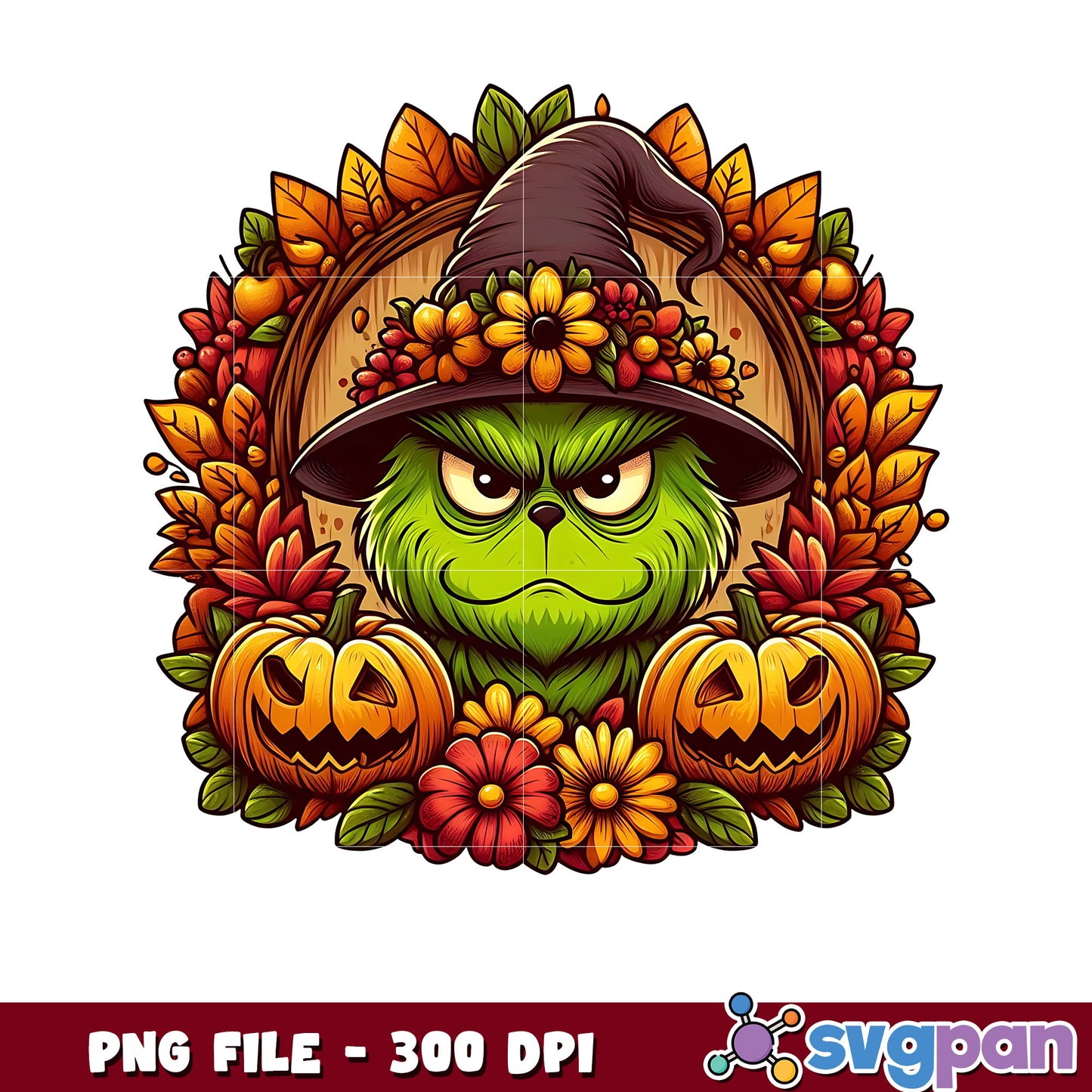 Green grinch halloween flowers png, cartoon characters png, halloween png