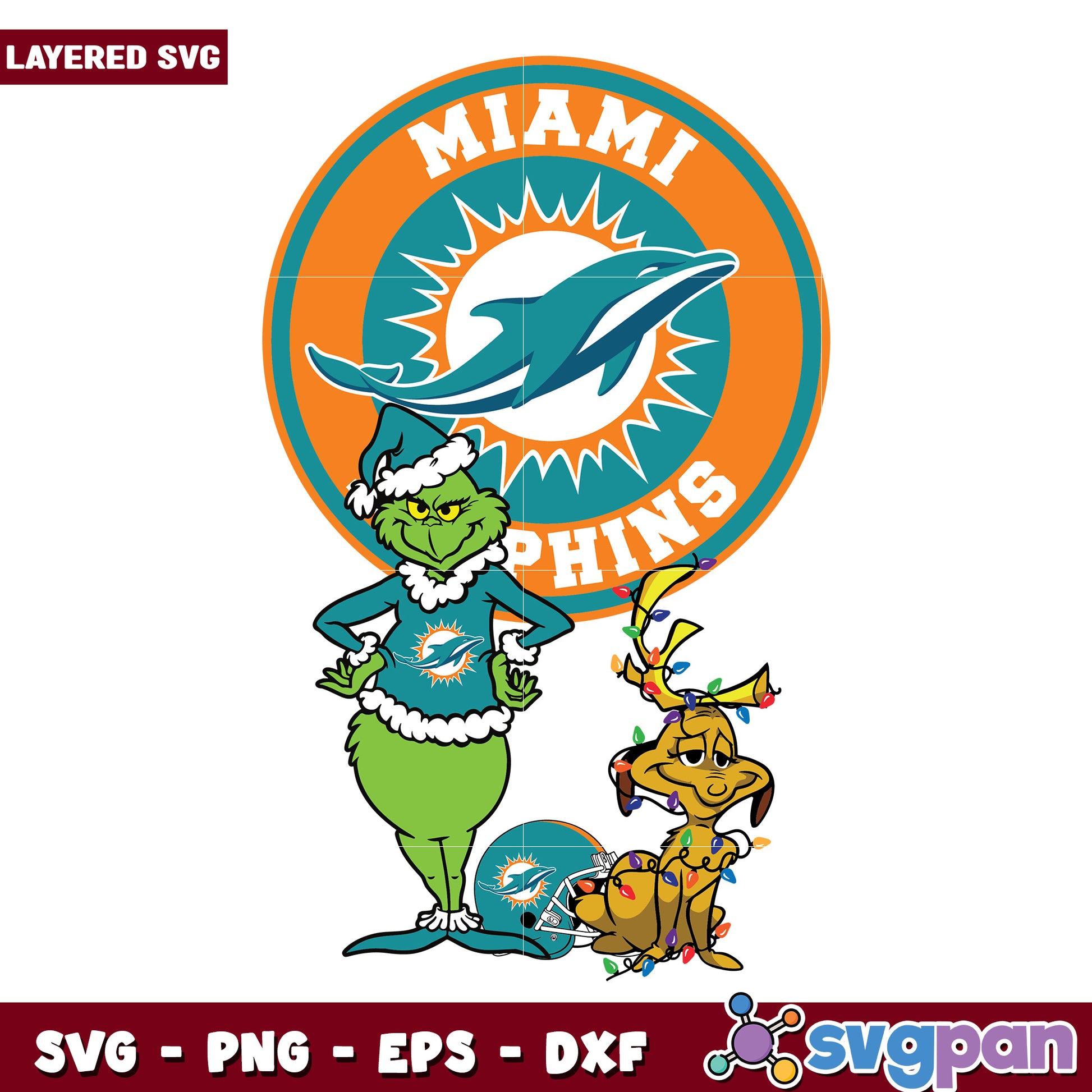 Grinch And Max Miami Dolphins svg, christmas cookies svg, grinch design svg