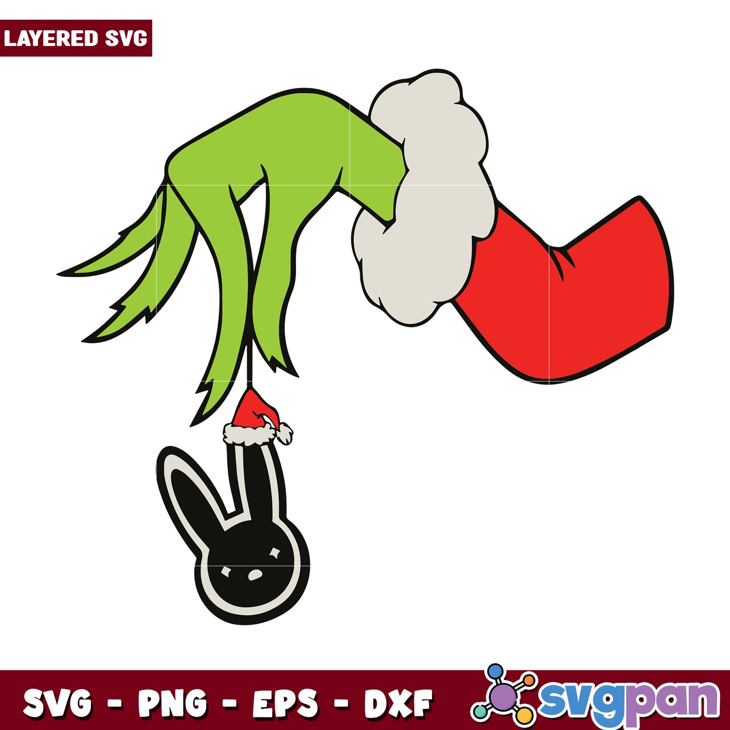 Grinch Hand Bad Bunny svg, christmas bell svg, grinch time svg