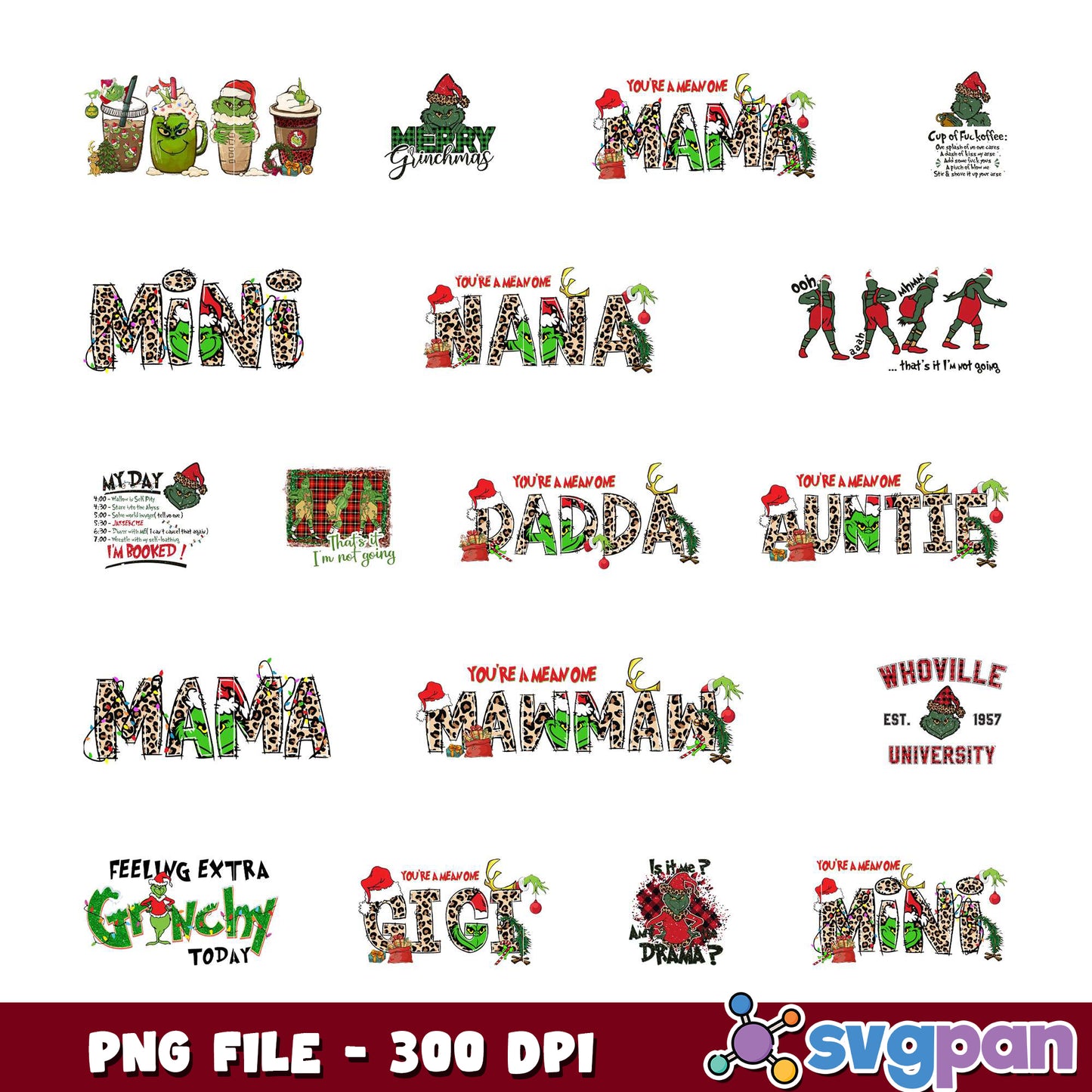Grinch Holiday Bundle PNG Fun Designs for Everyone
