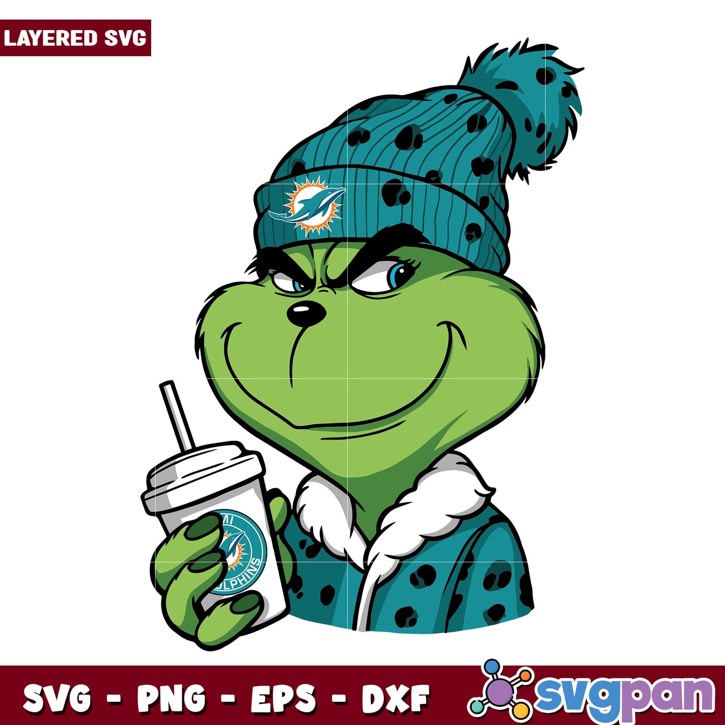 Grinch Miami Dolphins Logo svg, christmas sotry svg, the grinch svg