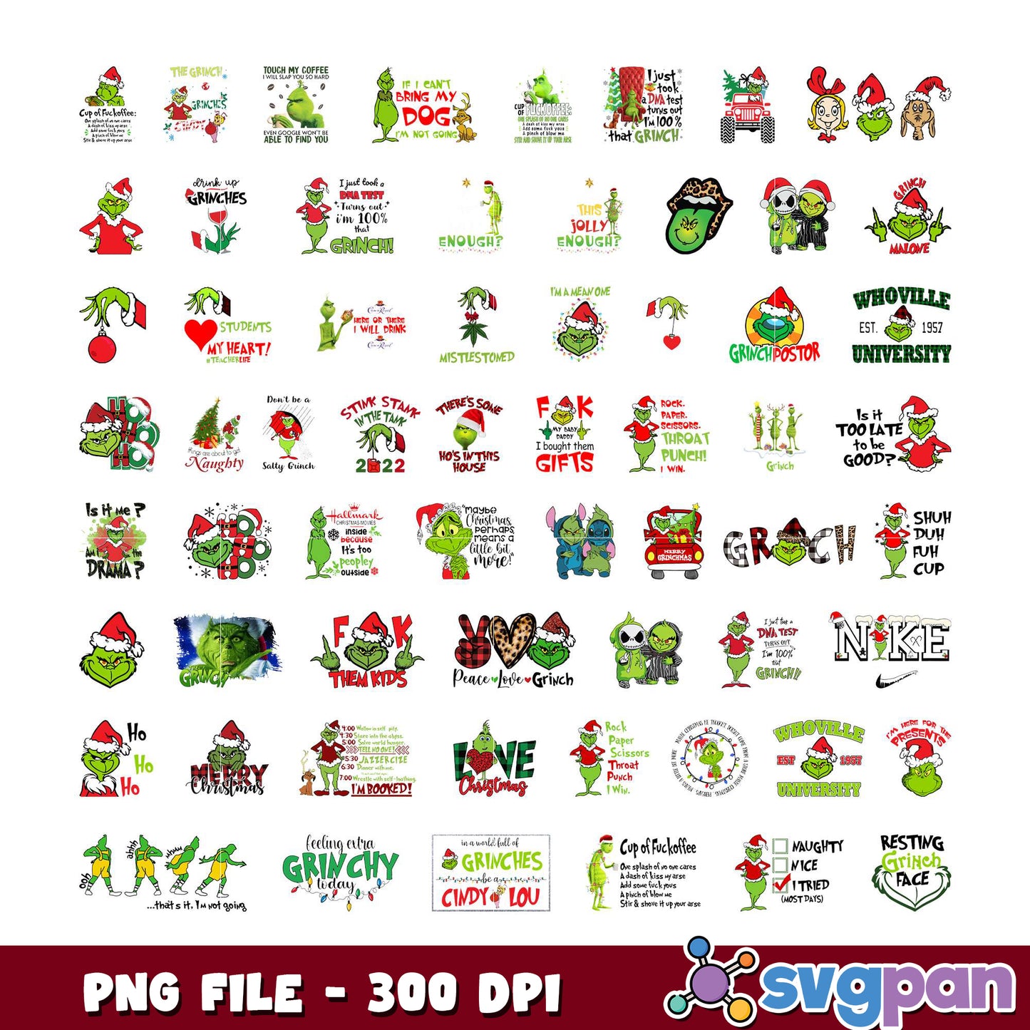 Grinch PNG Bundle 300 DPI Designs