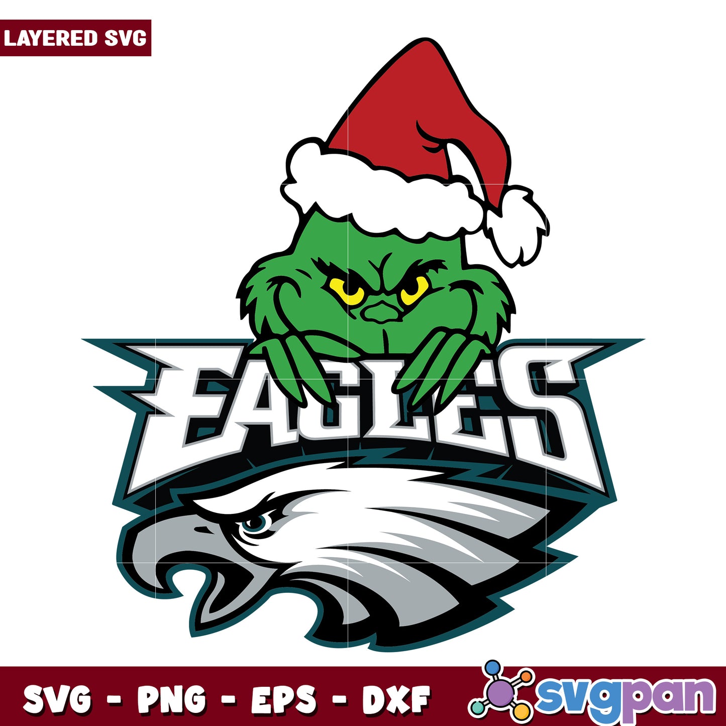 Grinch Philadelphia Eagles Logo svg, grinch smile svg, grinch movie svg