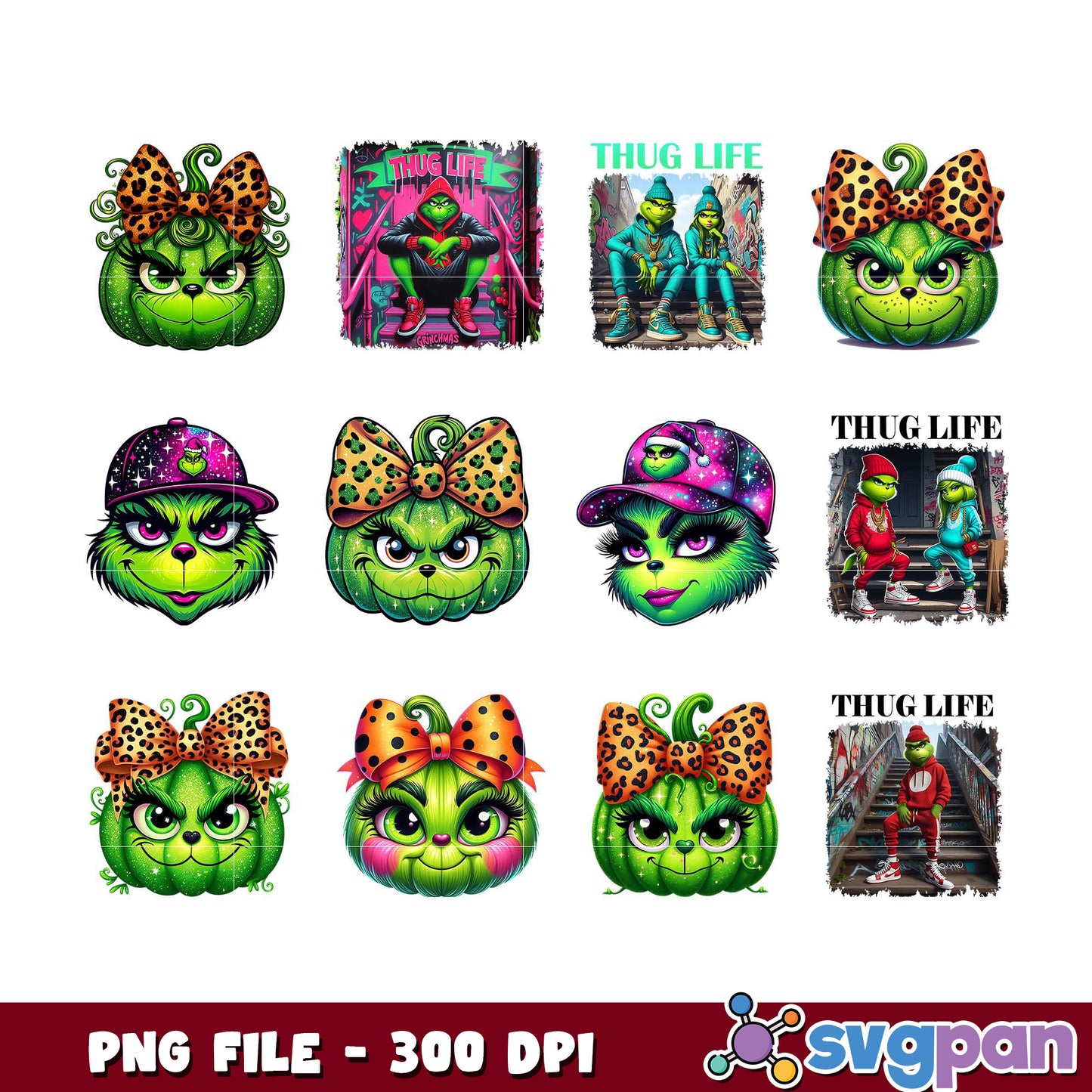 Grinch Pumpkin PNG Bundle 300 DPI
