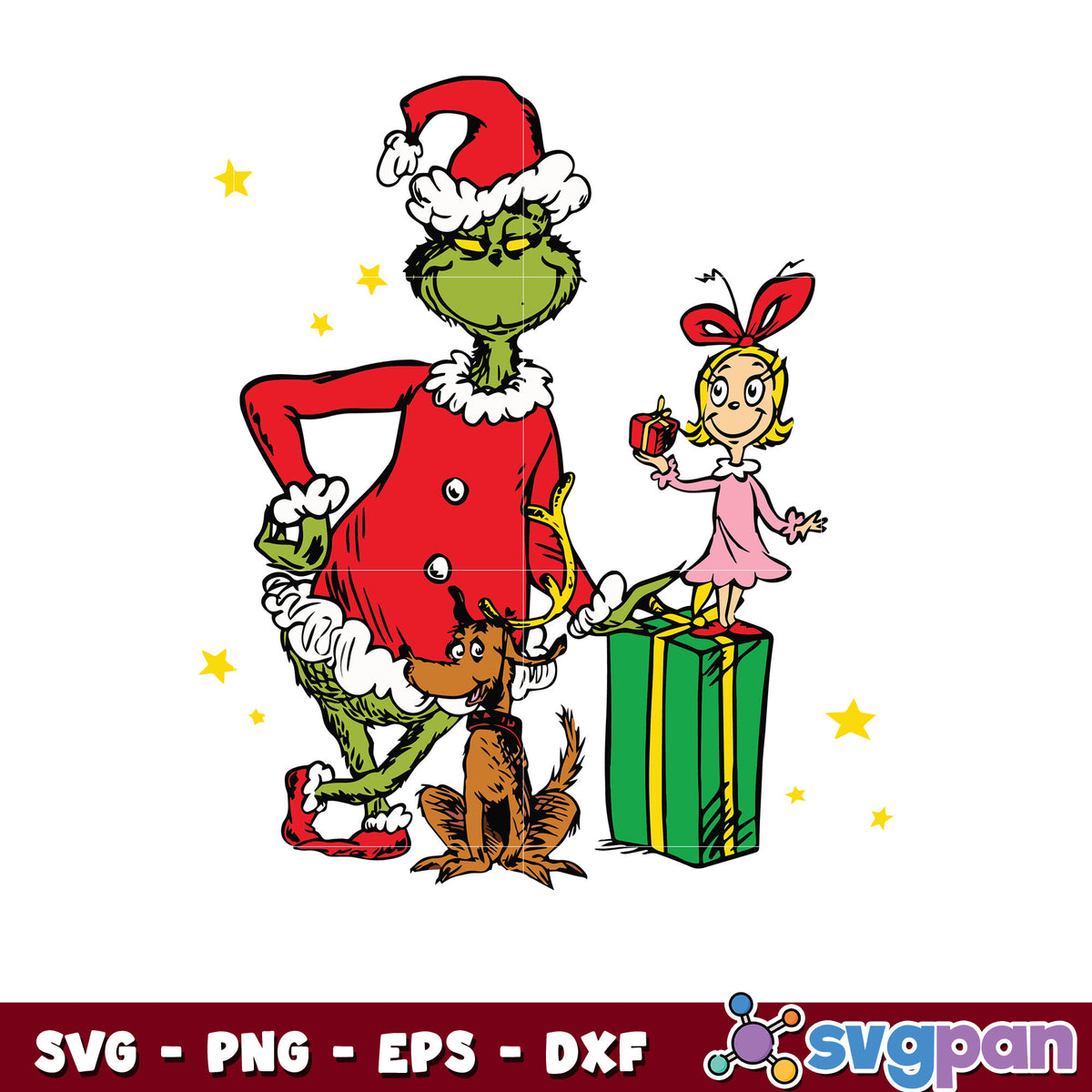 Grinch and dog santa christmas svg