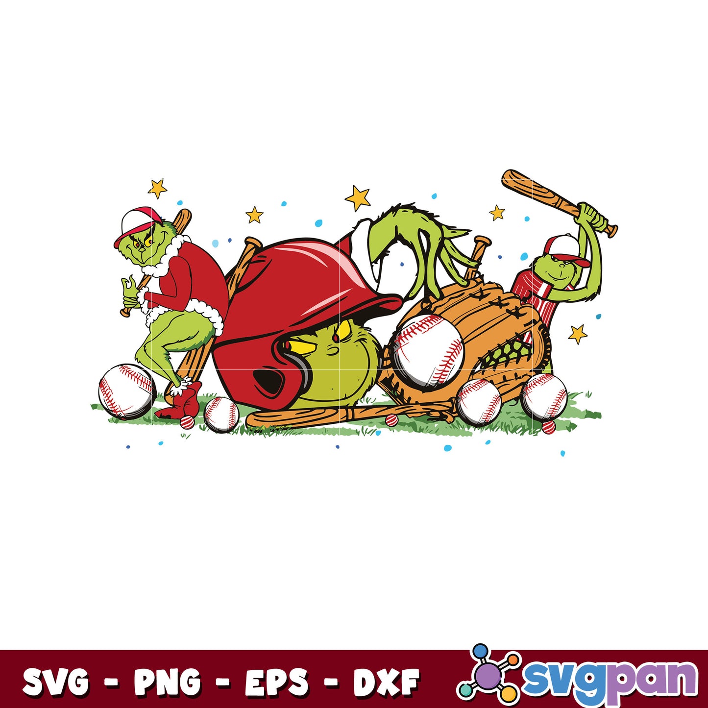 Grinch baseball christmas game day svg