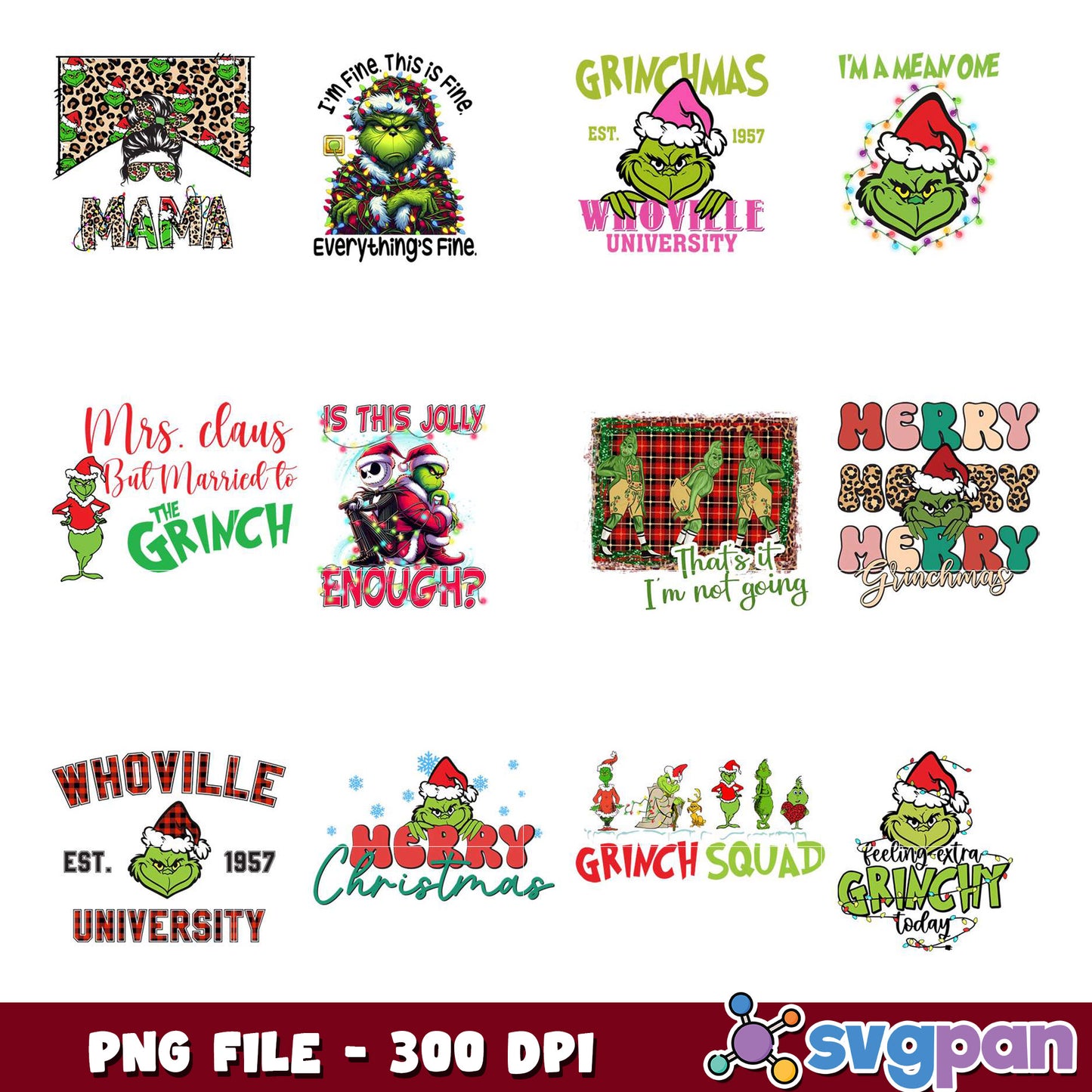 Grinchmas PNG Bundle 300 DPI Designs