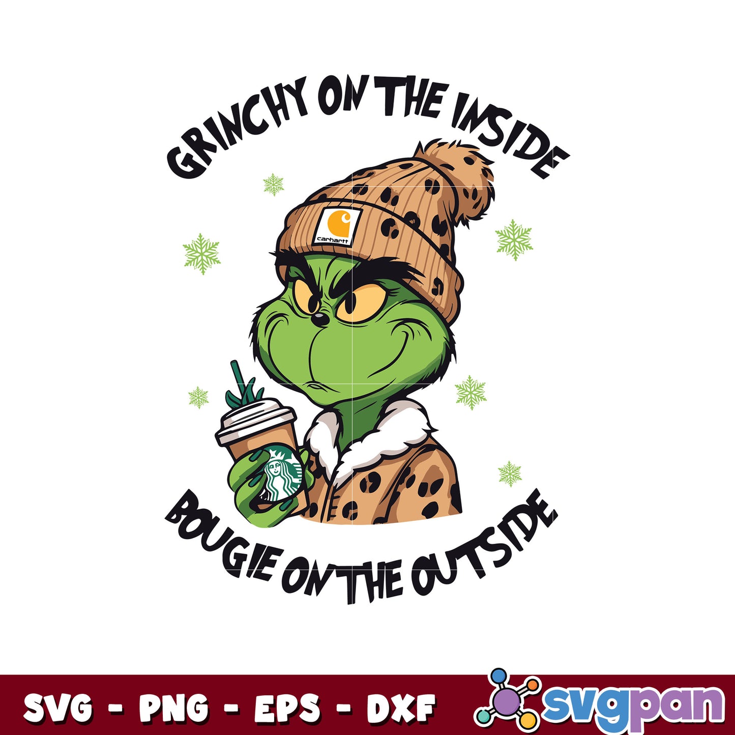 Grinchy on the inside leopard svg
