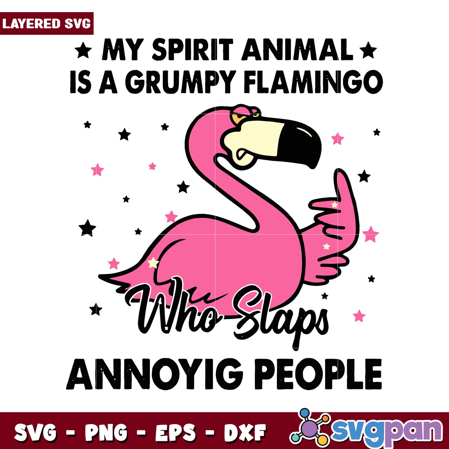 Grumpy Flamingo Spirit Animal Design, Perfect for Fun Projects