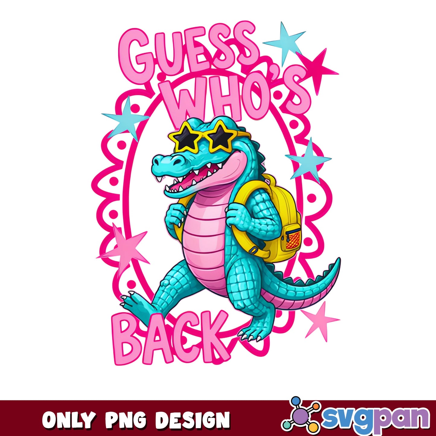 Guess Whos Back Alligator PNG, Back To School PNG, Funny Croc PNG