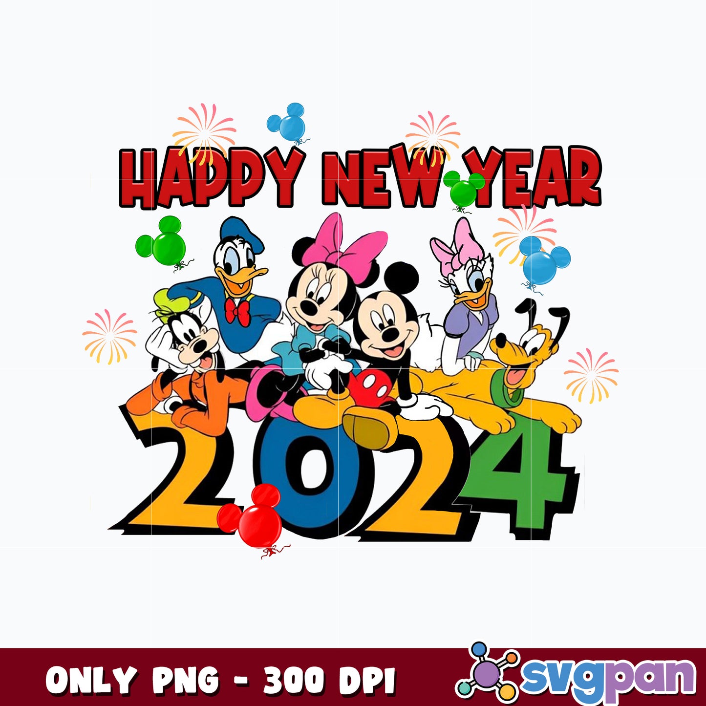 Mouse and Friends Happy new year 2024 png