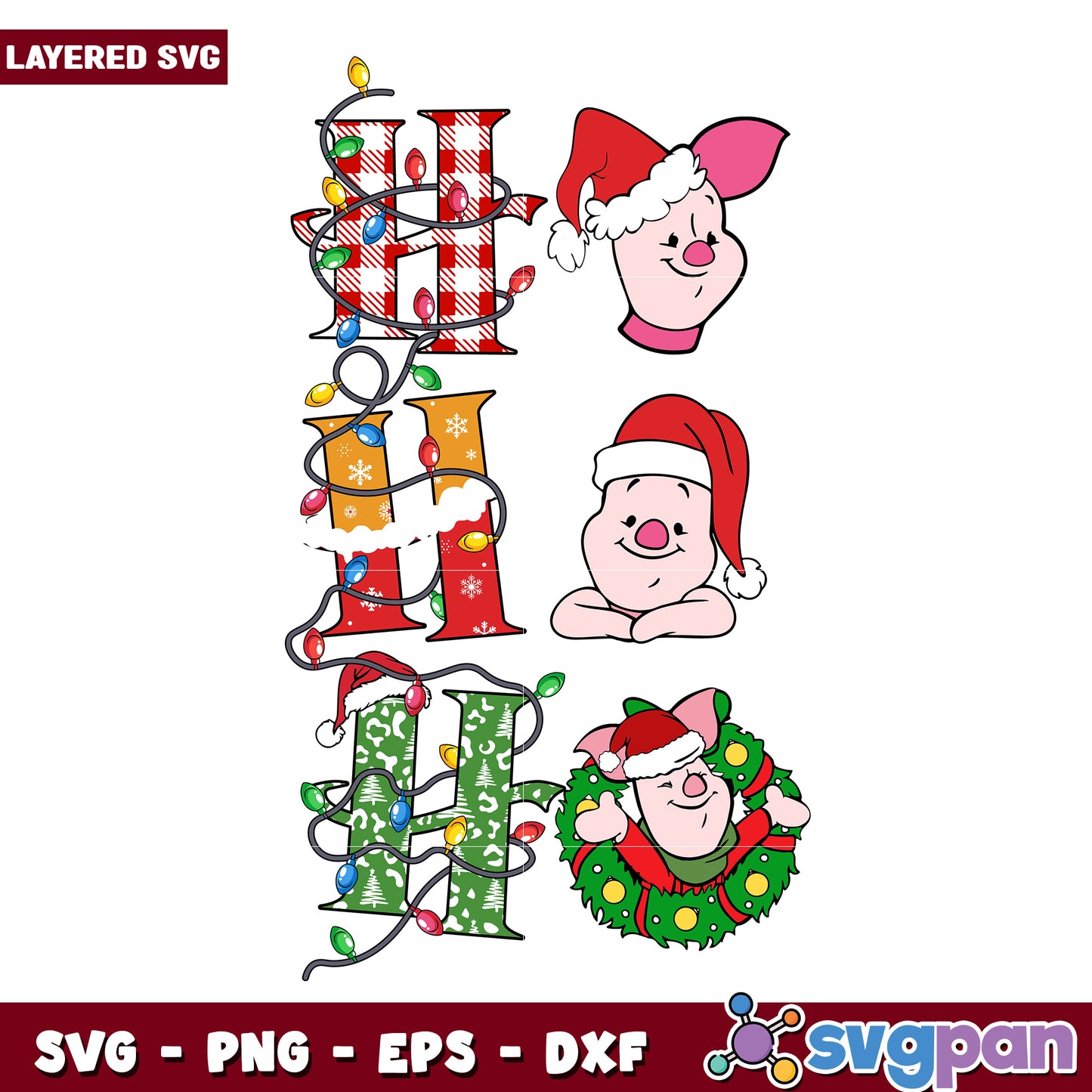 HO HO HO Piglet svg, disney charatcers svg, grinch movie svg