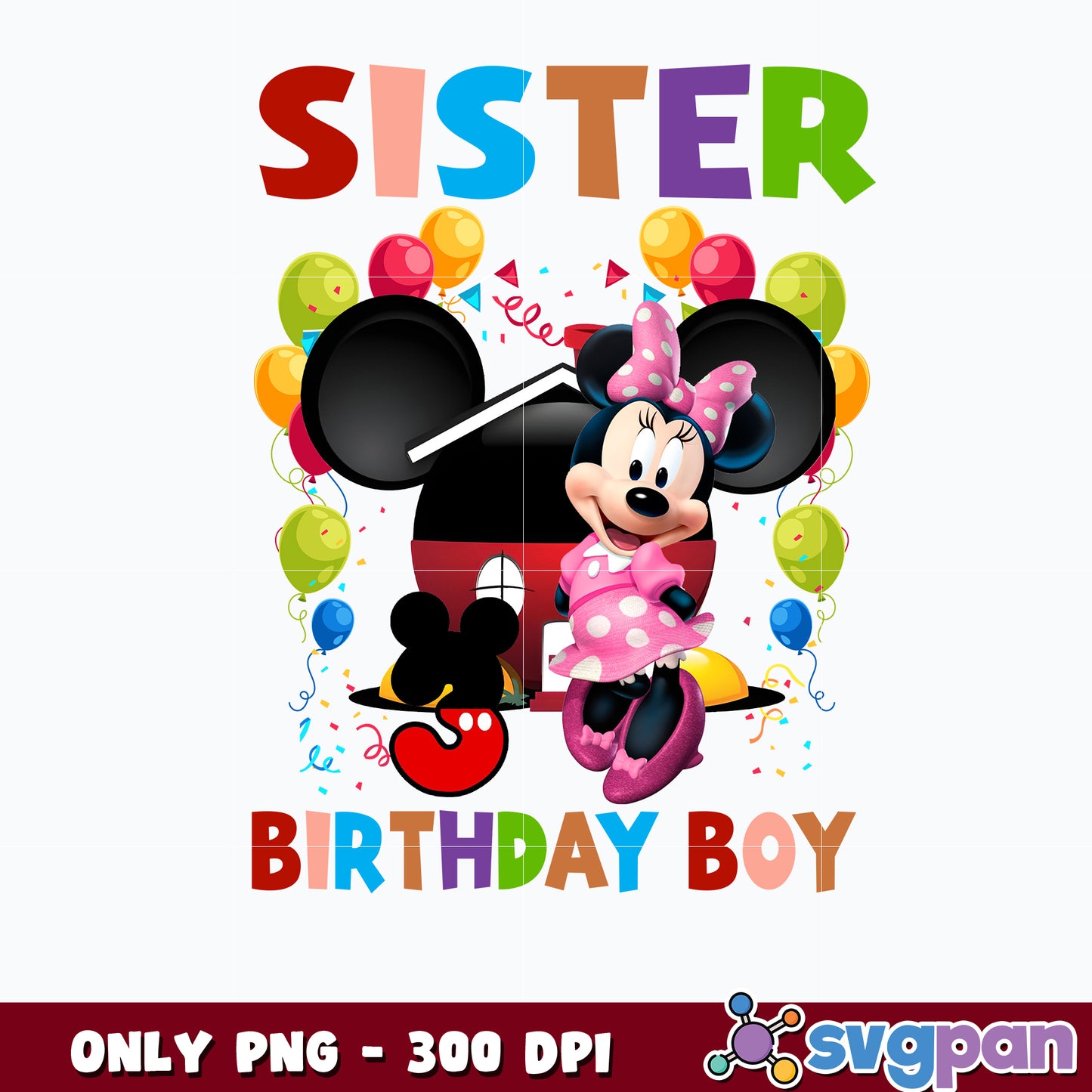 Minnie sister Birthday Boy Png