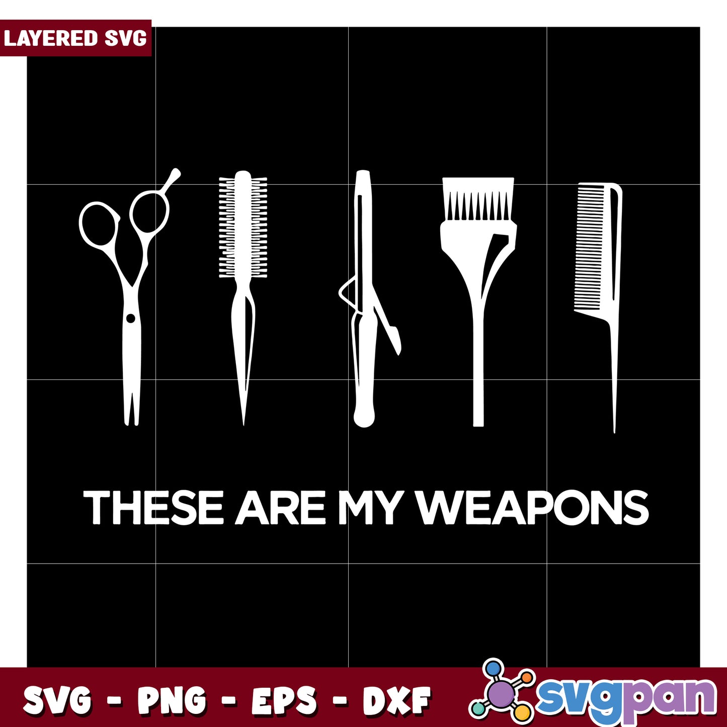 “Hairdressing Tools SVG Design, perfect for salon decor projects”