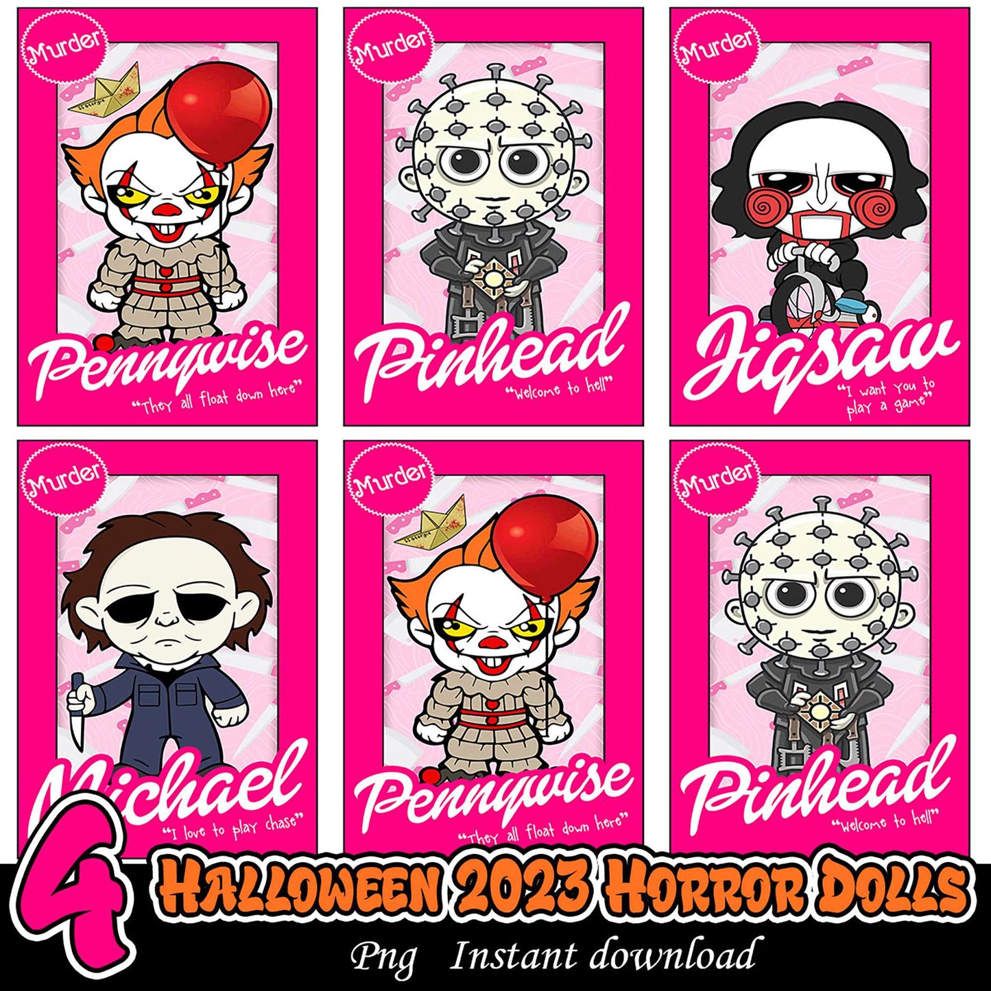 Halloween 2023 Horror Doll PNG Bundle