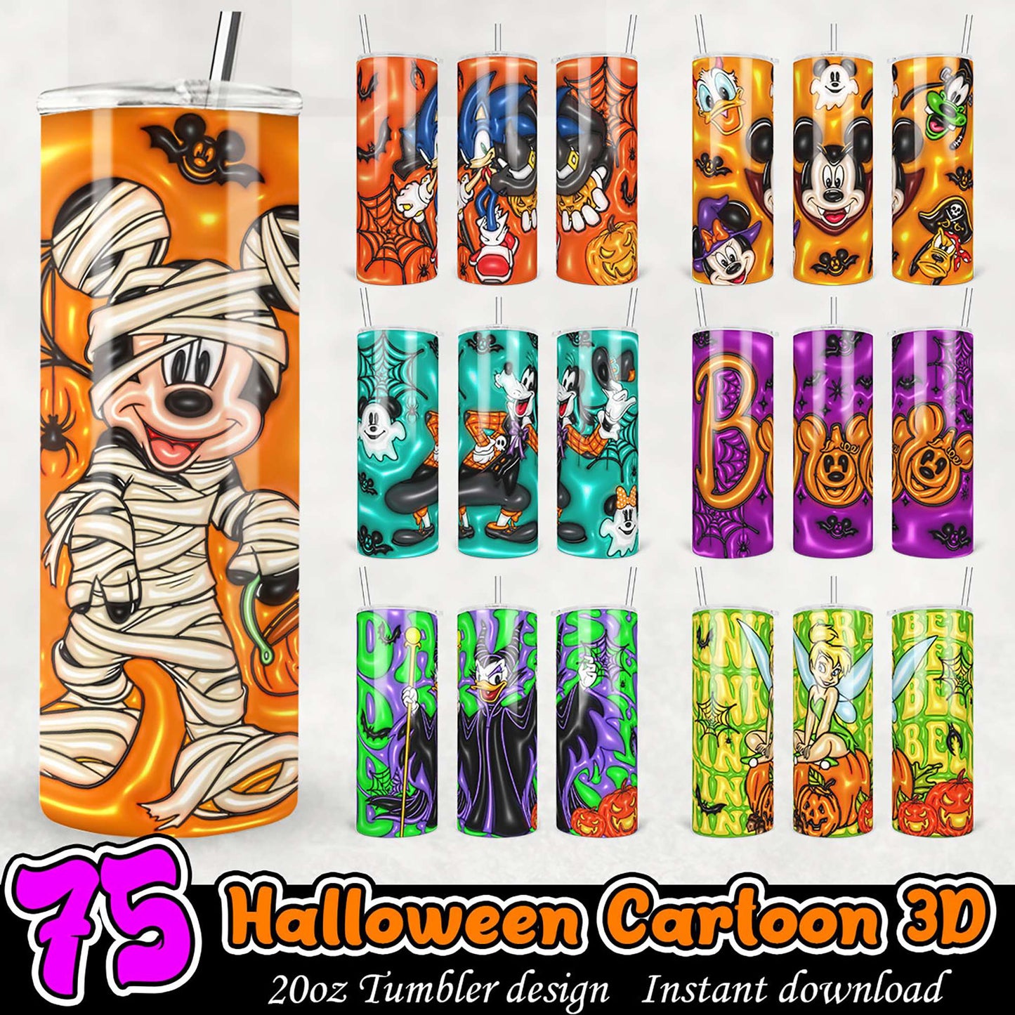 Halloween Cartoon 3D Tumbler Designs