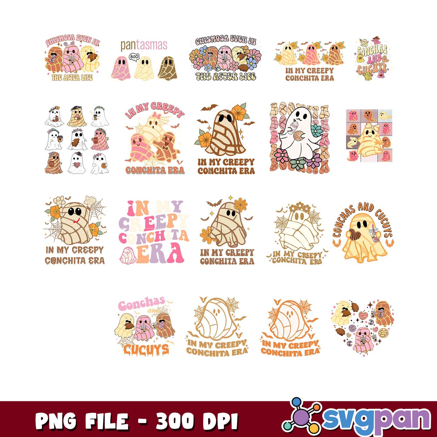 Halloween Conchas Ghost PNG Bundle