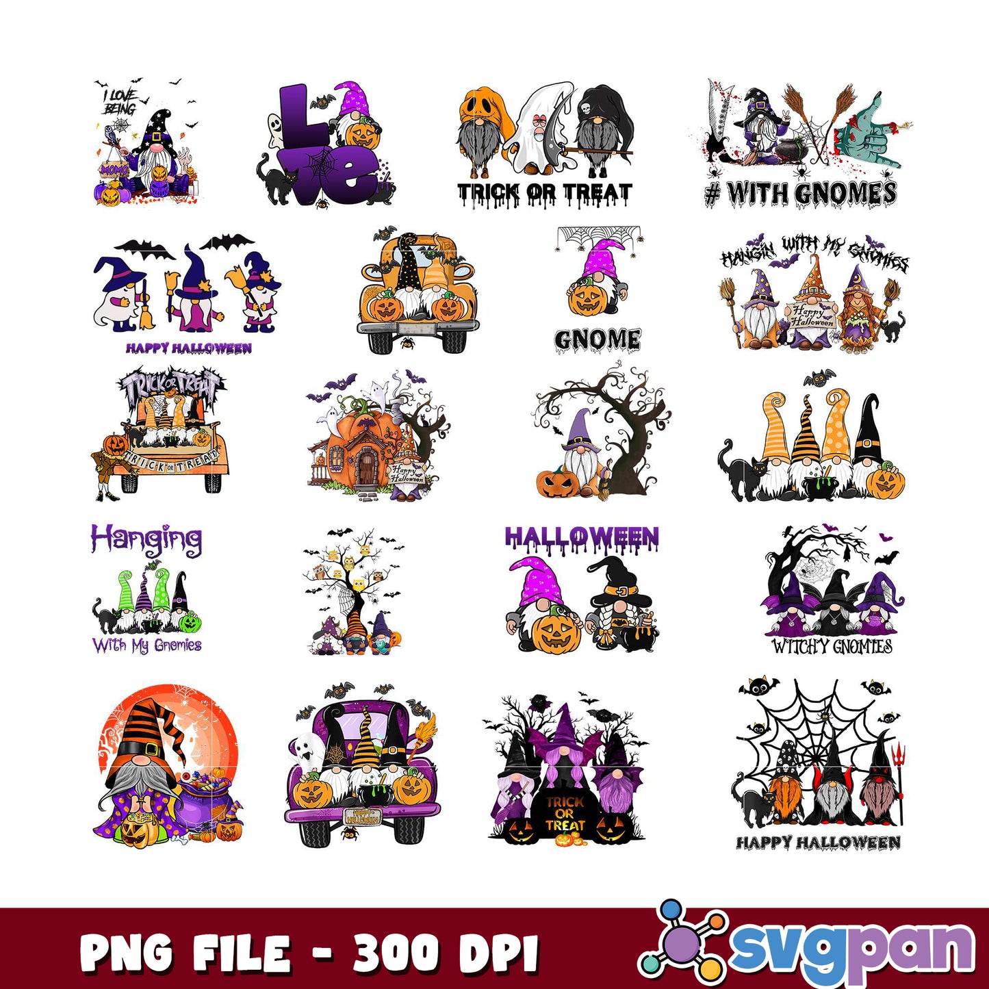 Halloween Gnome PNG Bundle 300 DPI