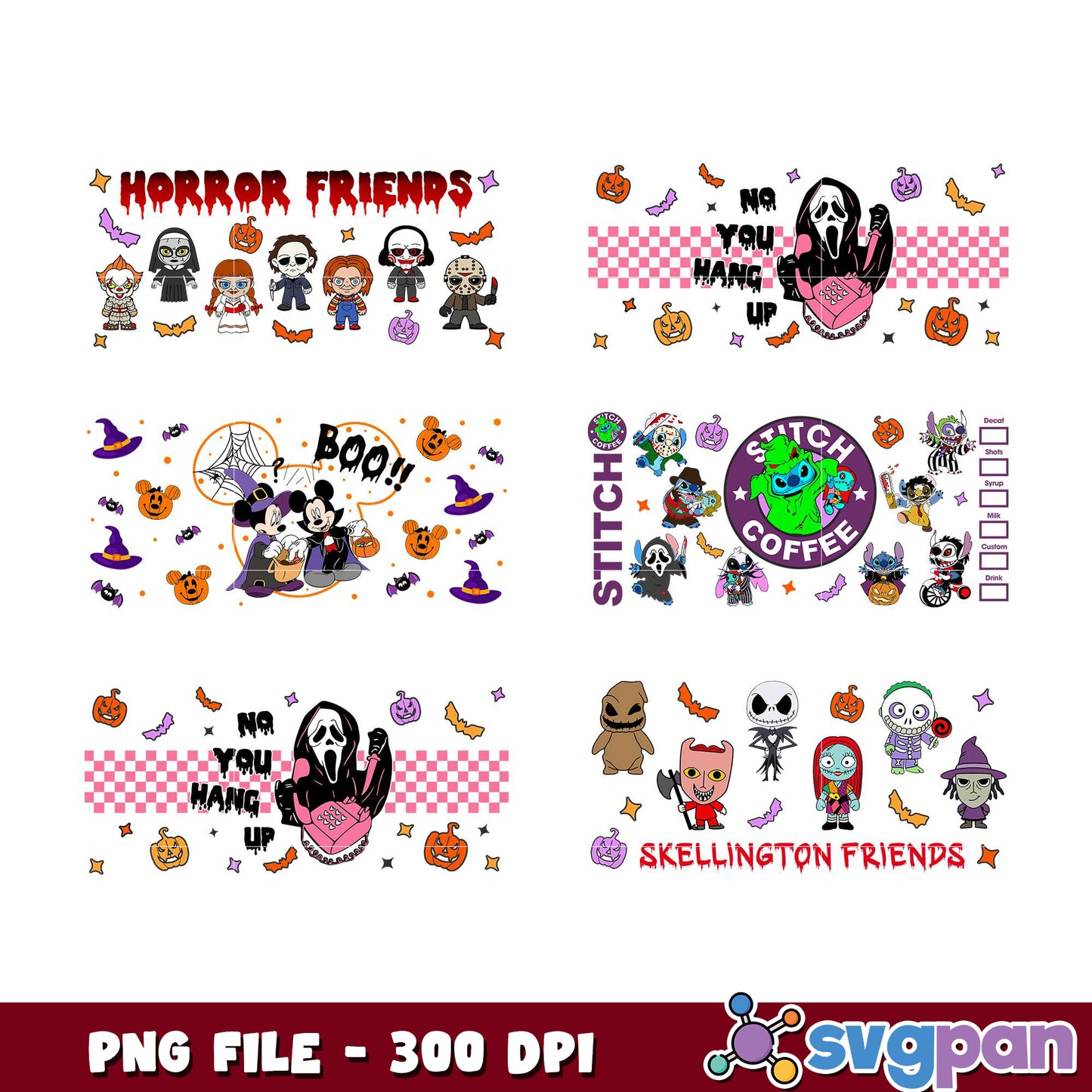 Halloween Horror Friends PNG Bundle 300 DPI