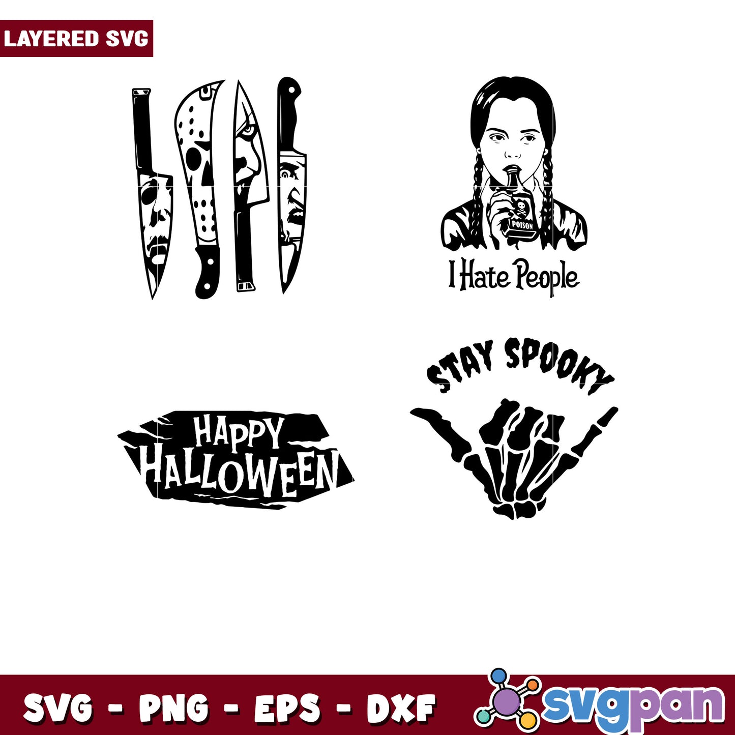 Halloween SVG Bundle Knives, Girl, Bones
