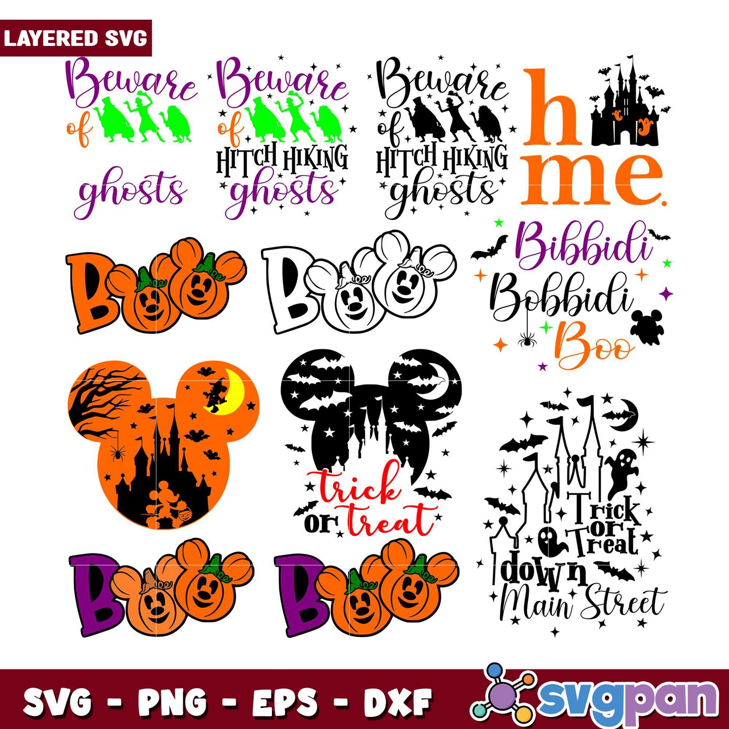 Halloween SVG Bundle Mickey Mouse & Ghosts
