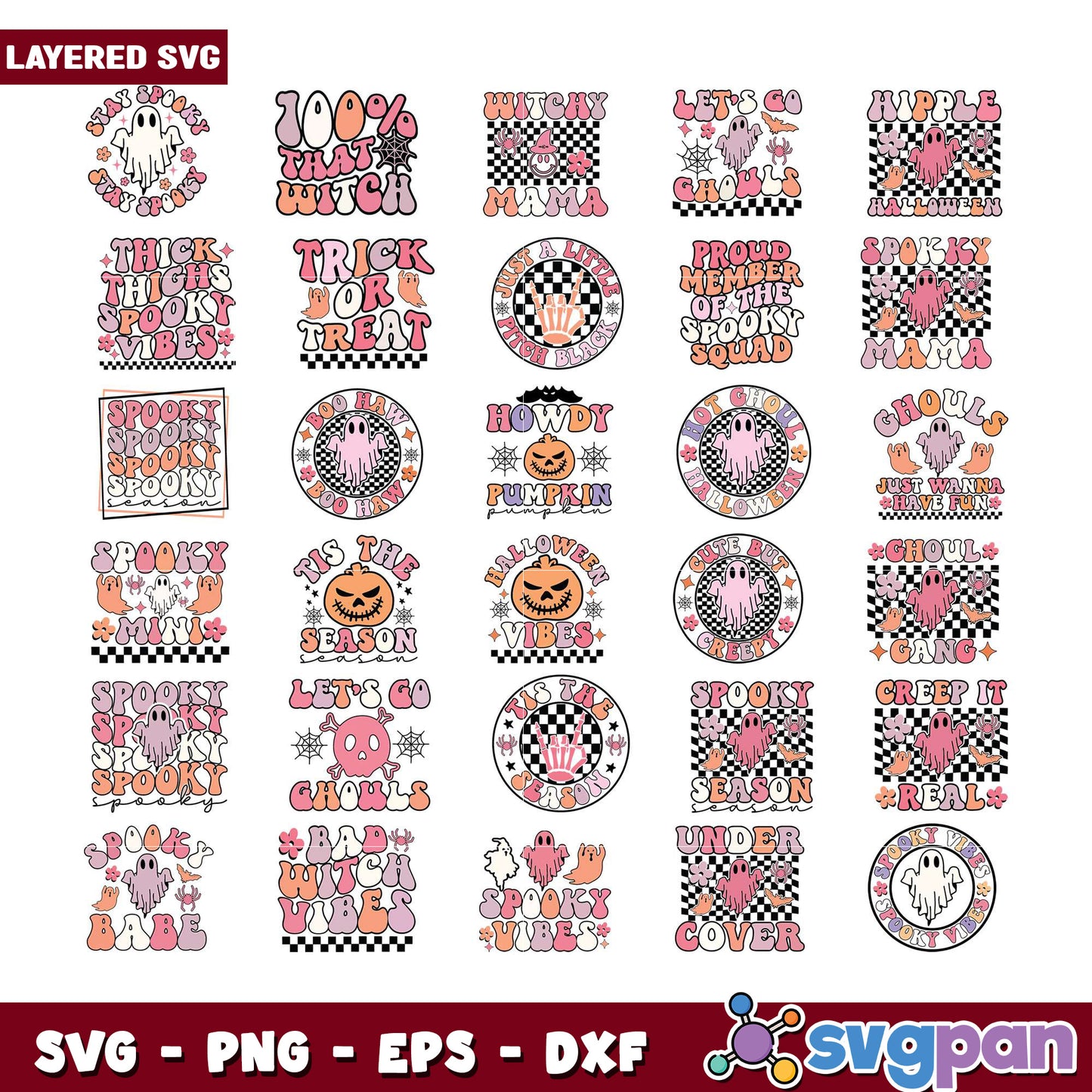 Halloween SVG Bundle Retro Ghost Designs