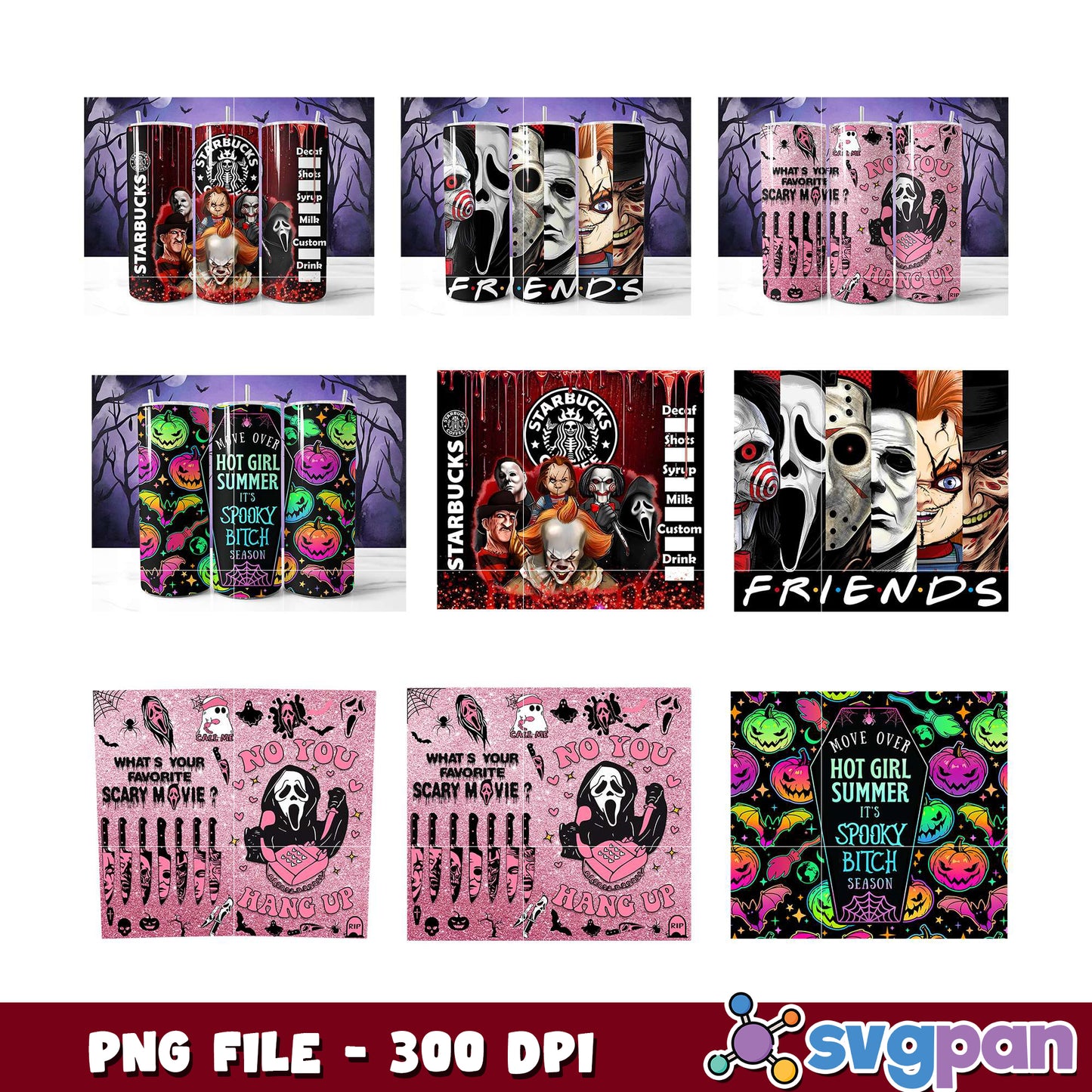 Halloween Starbucks Tumbler PNG Bundle