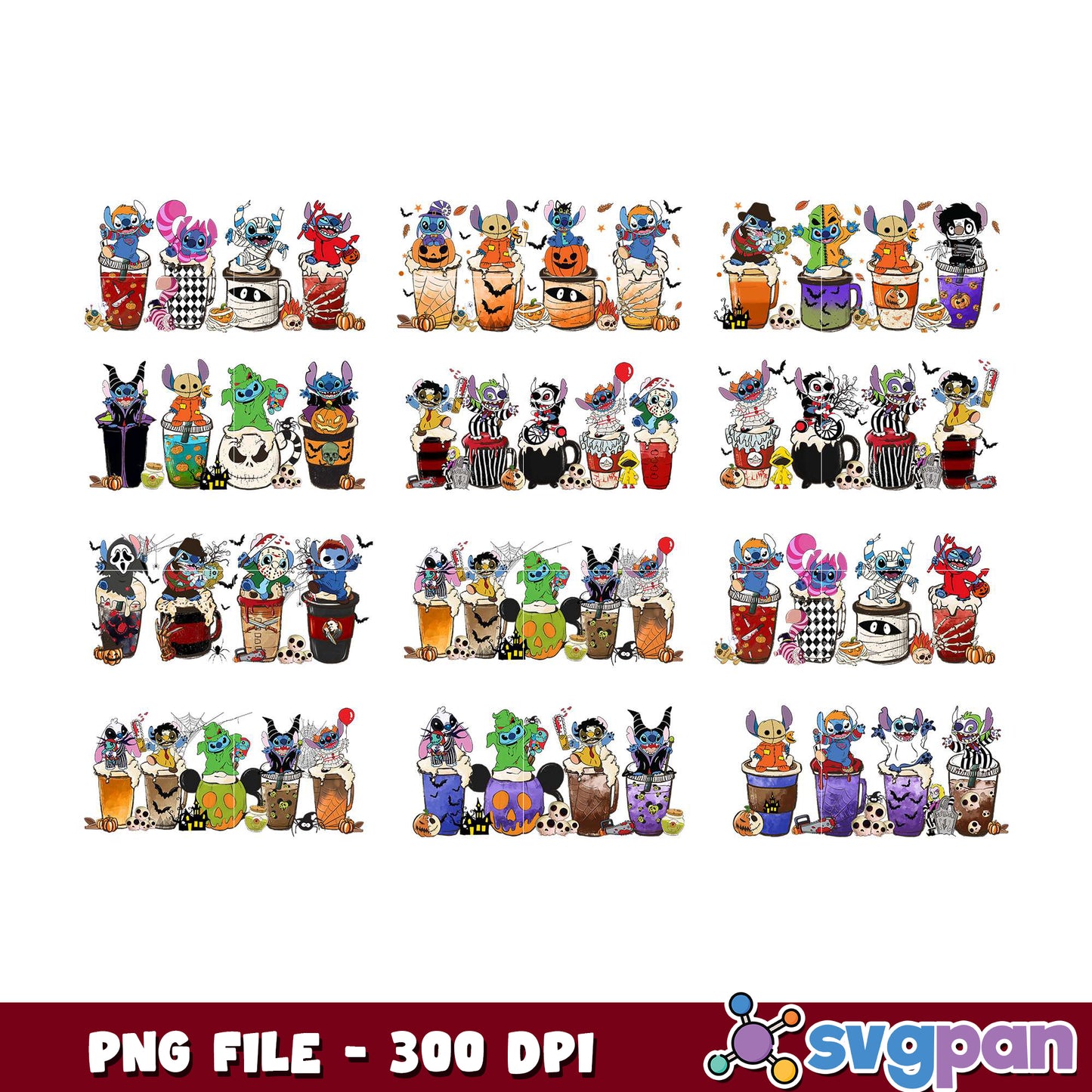 Halloween Stitch Coffee PNG Bundle