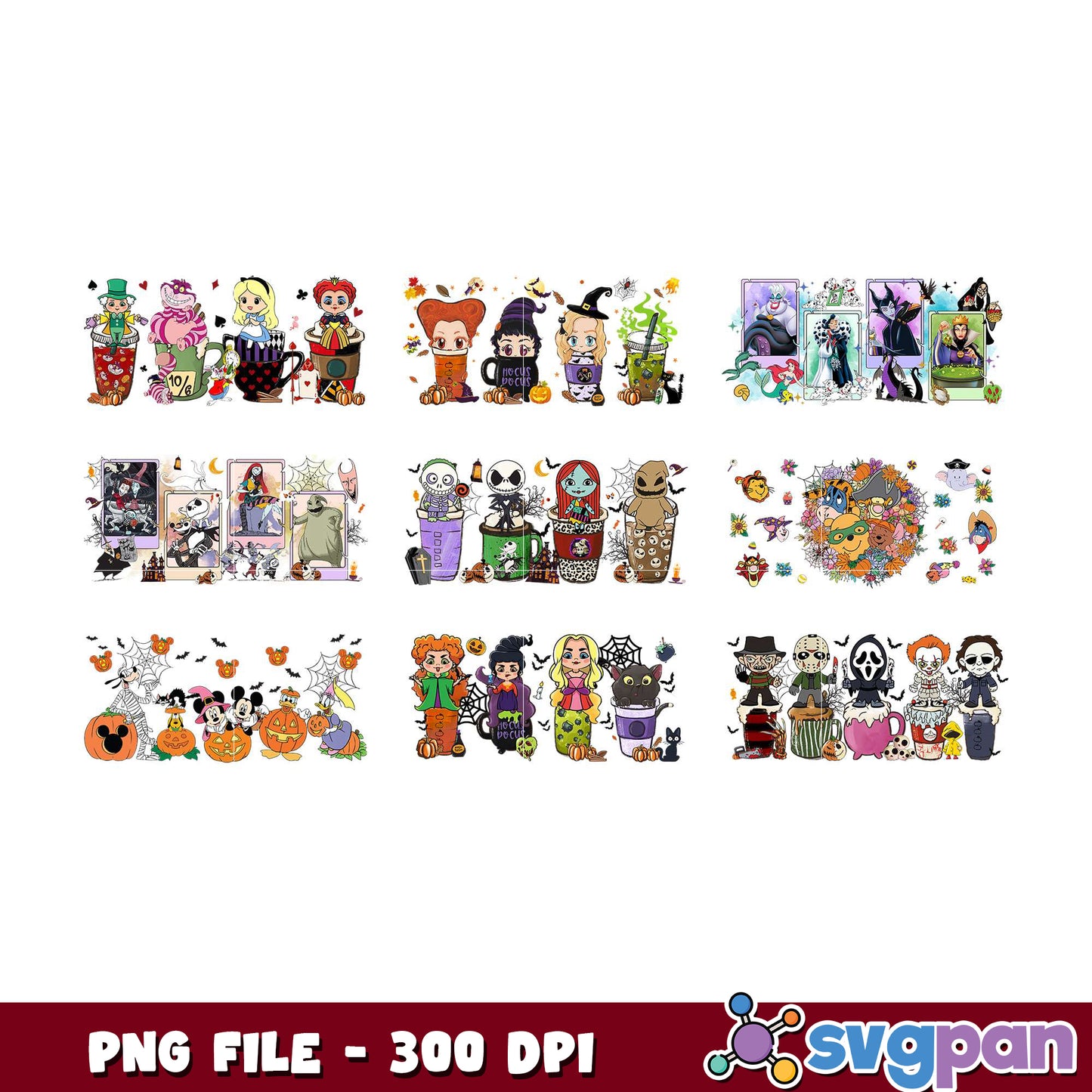 Halloween Themed Character PNG Bundle 300 DPI
