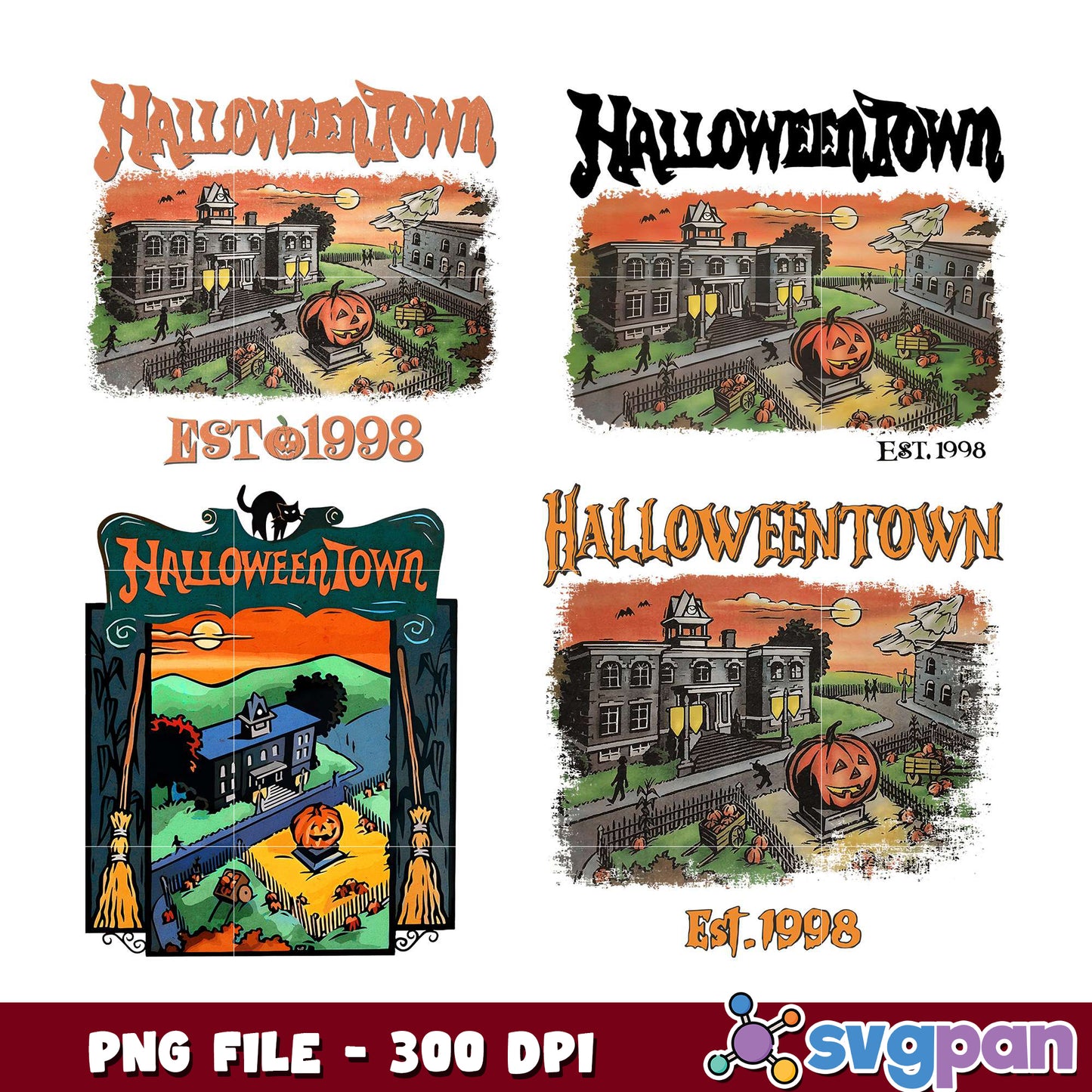 HalloweenTown PNG Bundle - 4 Designs